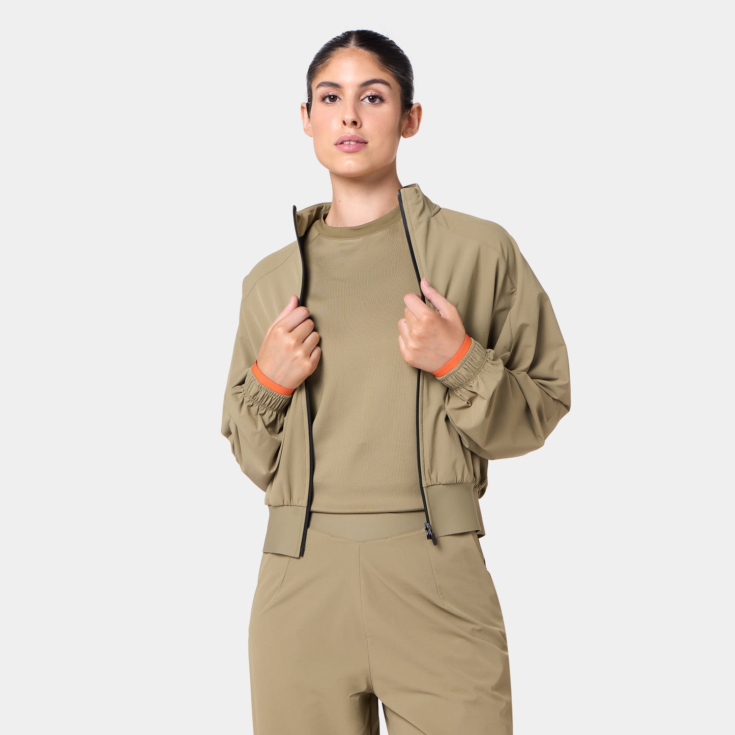 جاكيت ووفن بخصر مرتفع - زيتوني