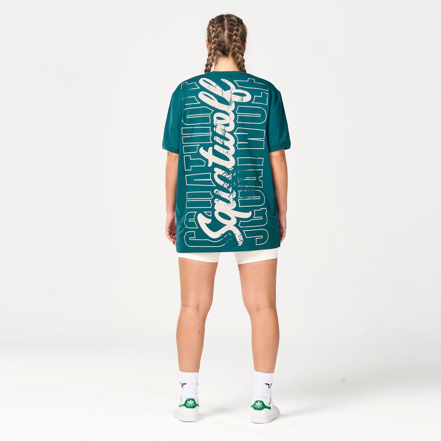 تيشيرت فضفاض مع شعار مطرز- أزرق كلاسيكي مارل