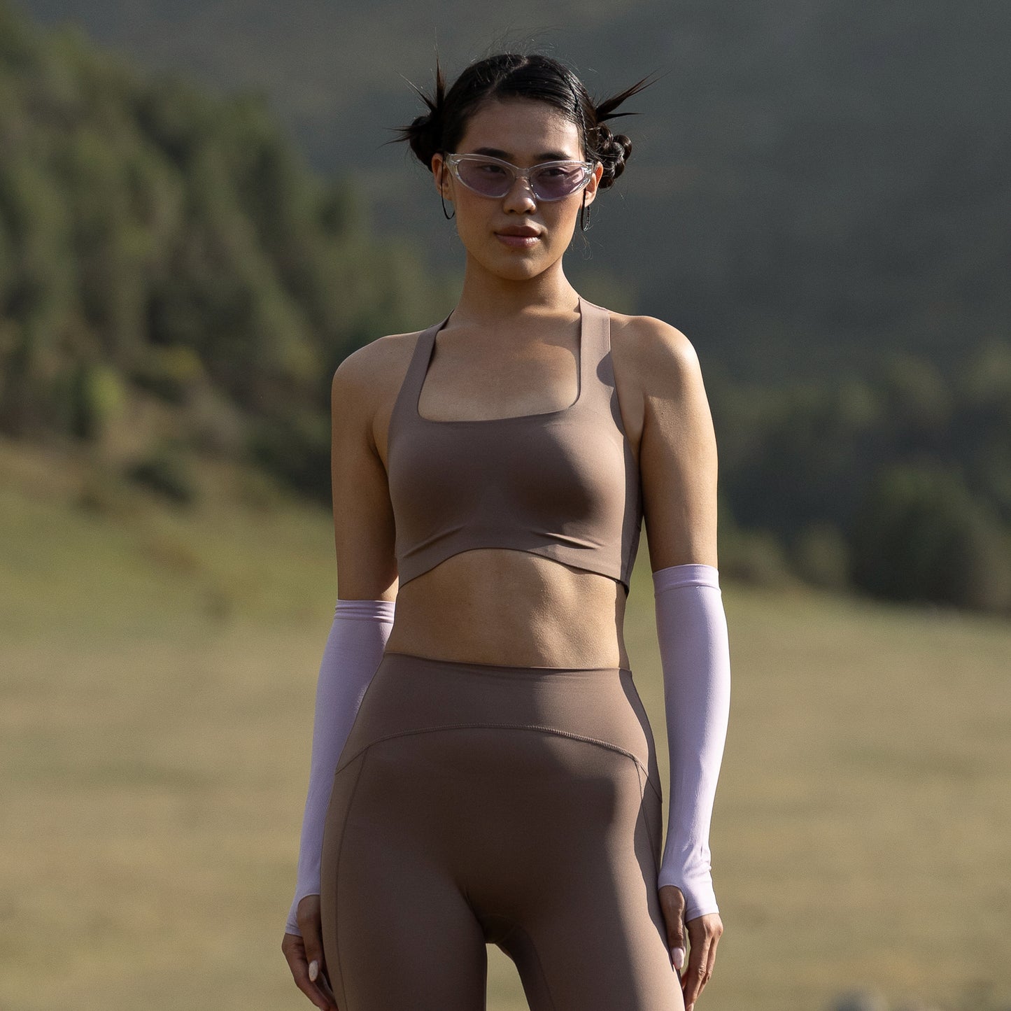 نيوتك حمالة صدر برقبة مربعة - كستنائي