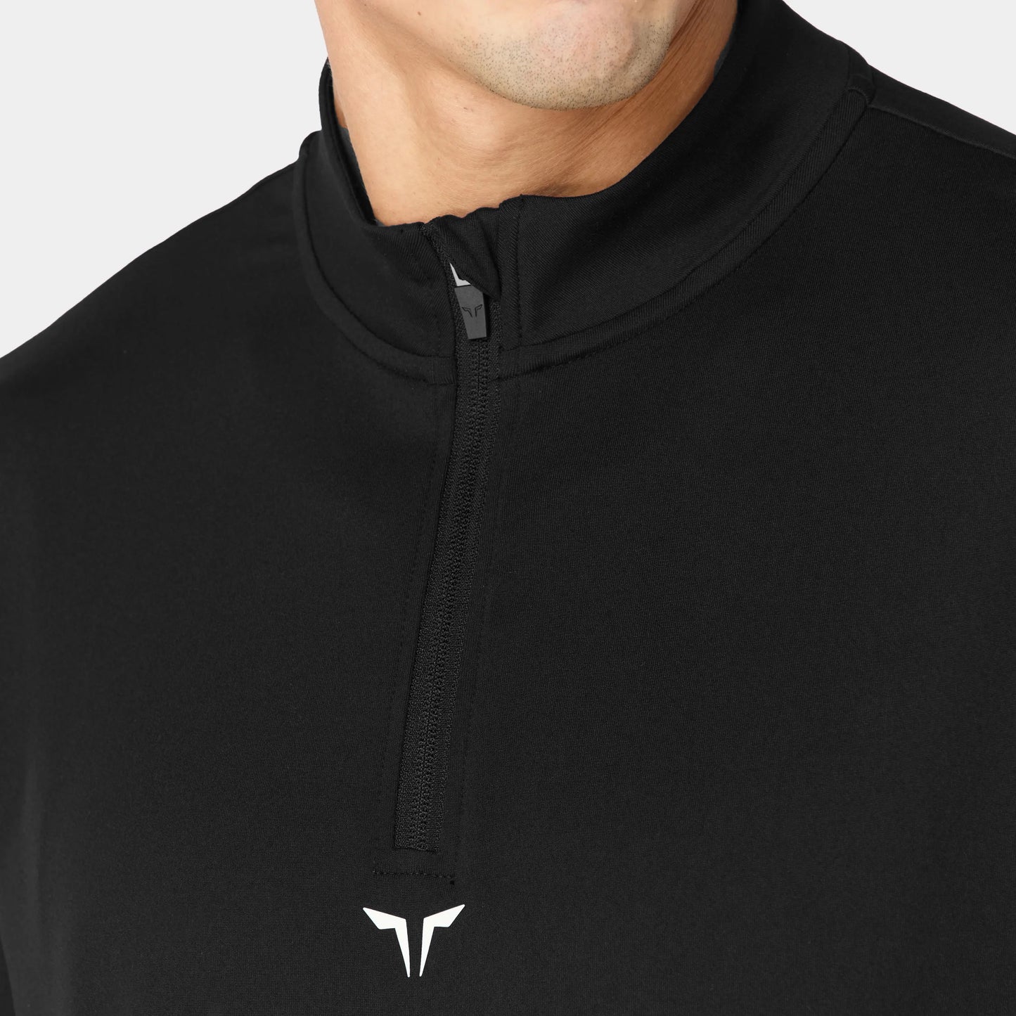 Quarter Zip Long Sleeves Training T-shirt - Black