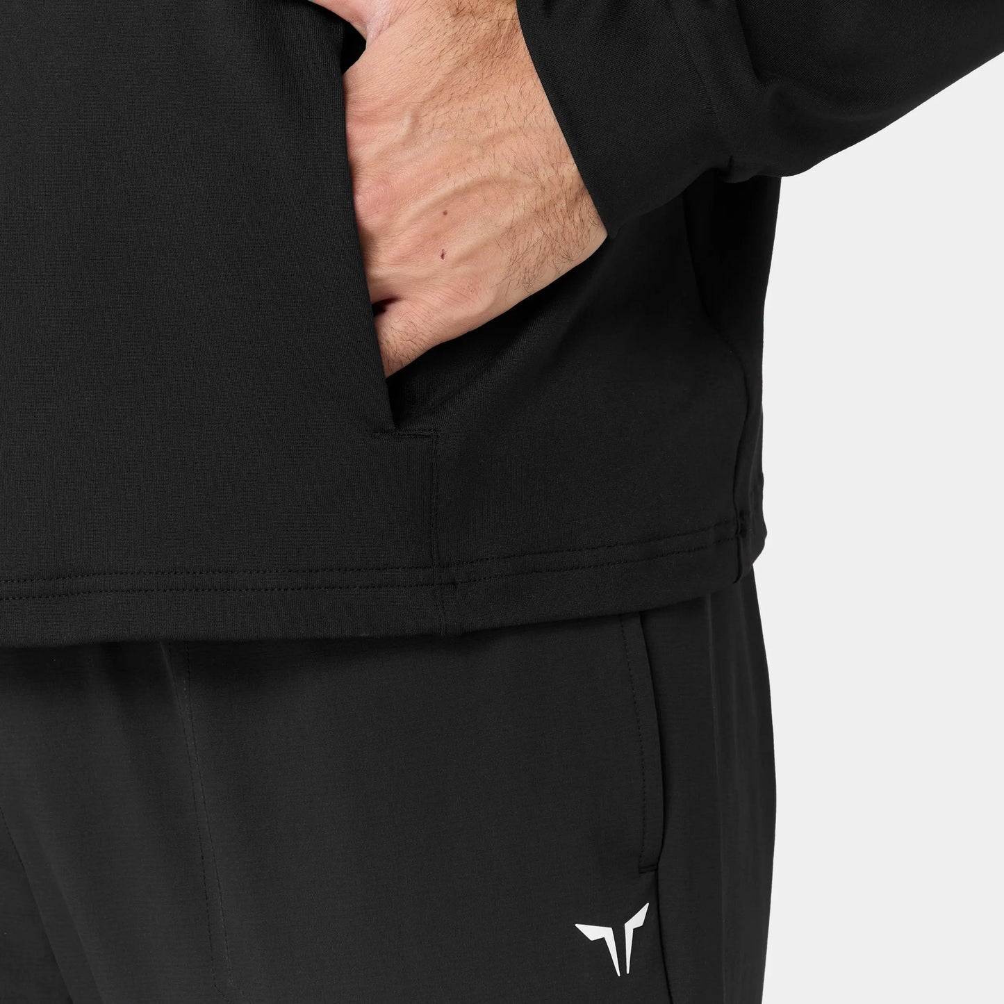 Quarter Zip Long Sleeves Training T-shirt - Black