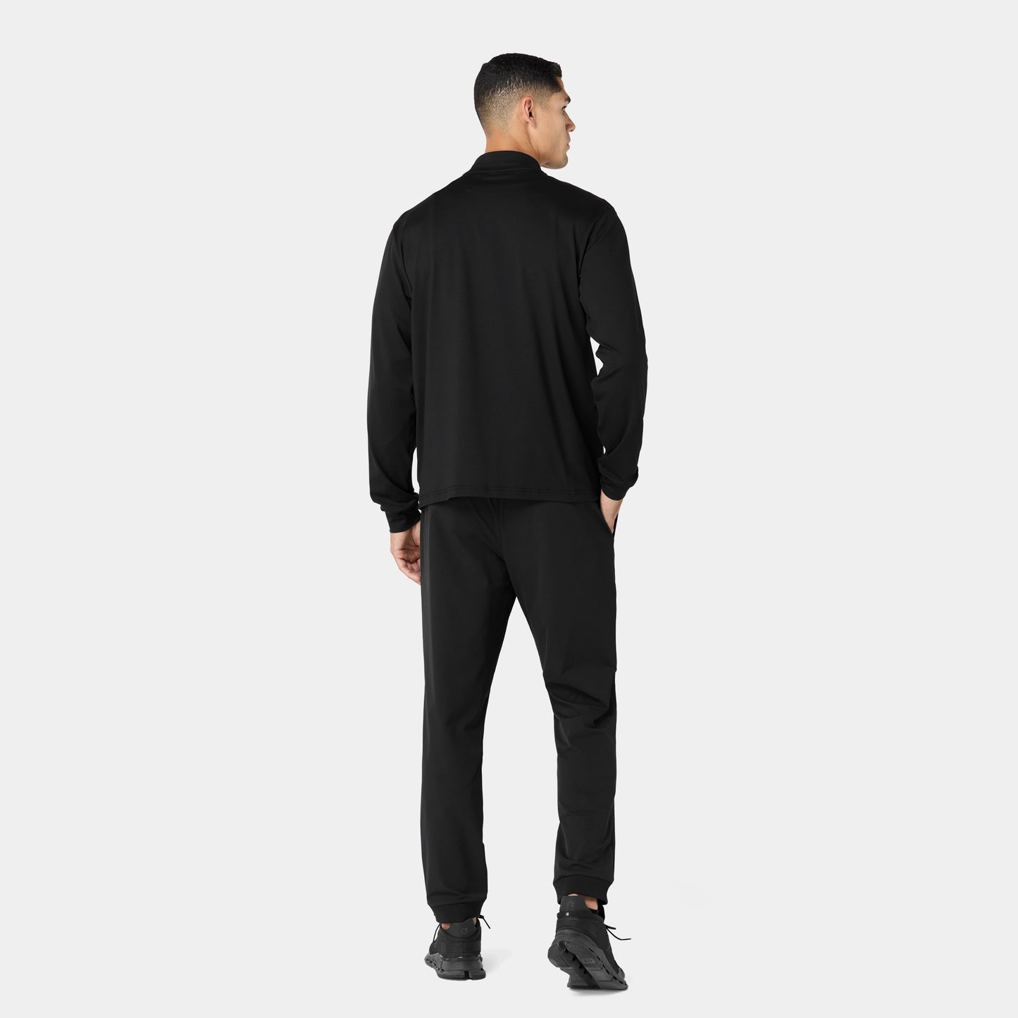 Quarter Zip Long Sleeves Training T-shirt - Black