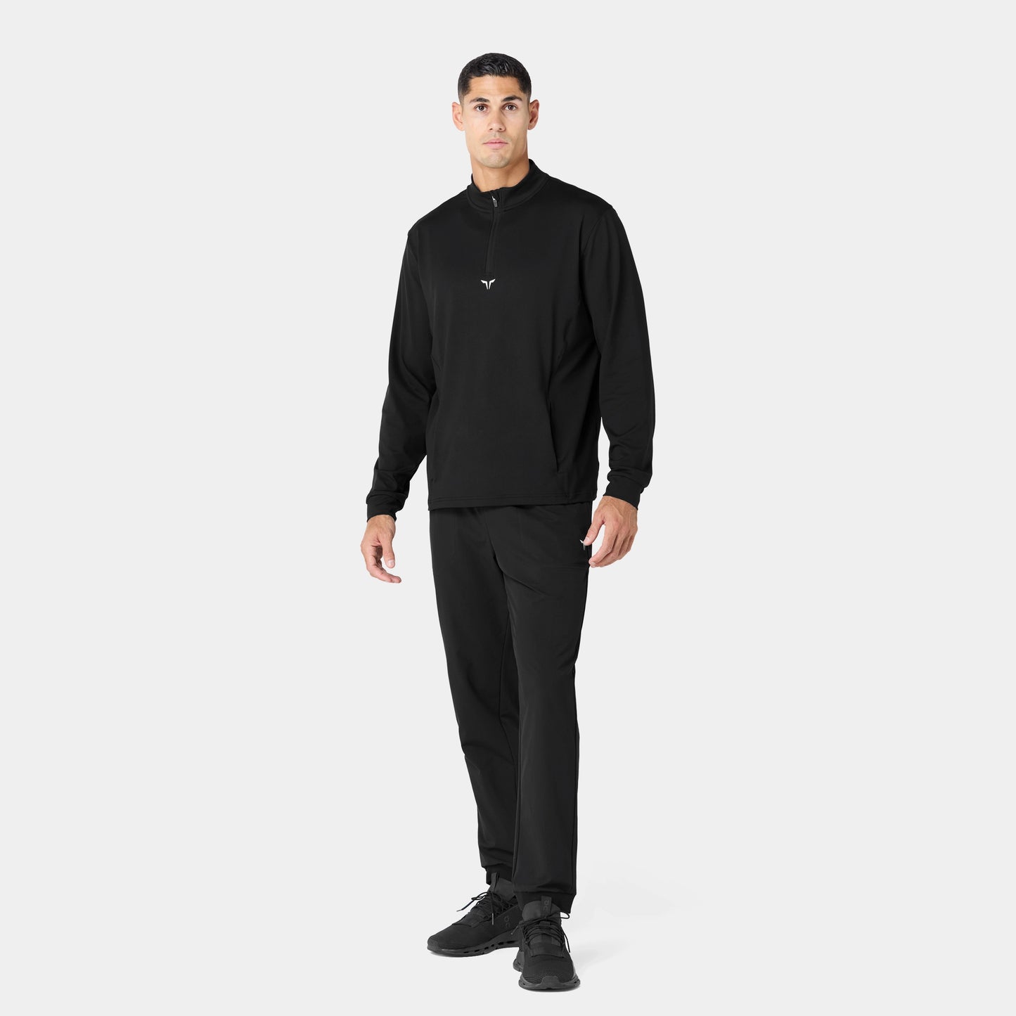 Quarter Zip Long Sleeves Training T-shirt - Black