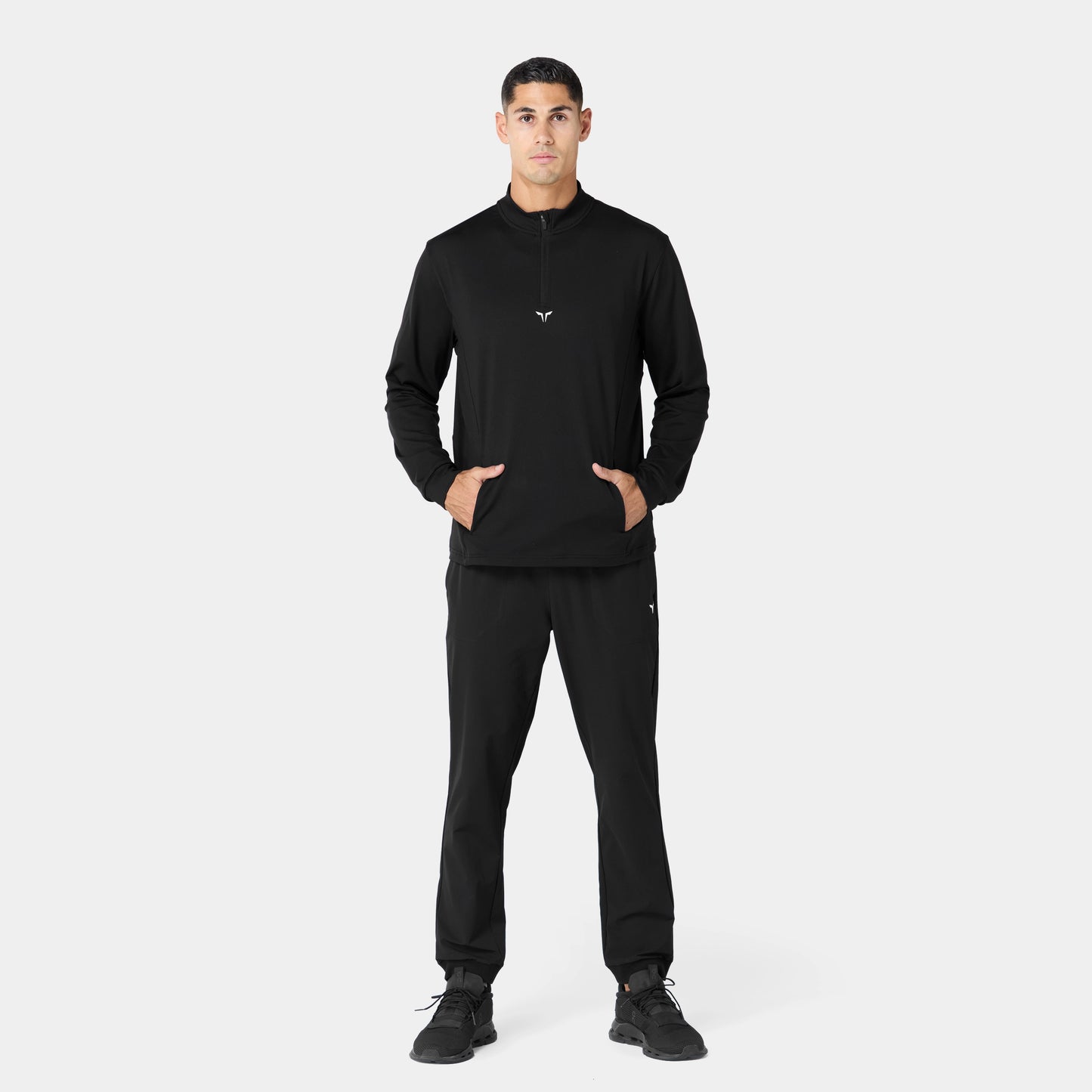 Quarter Zip Long Sleeves Training T-shirt - Black