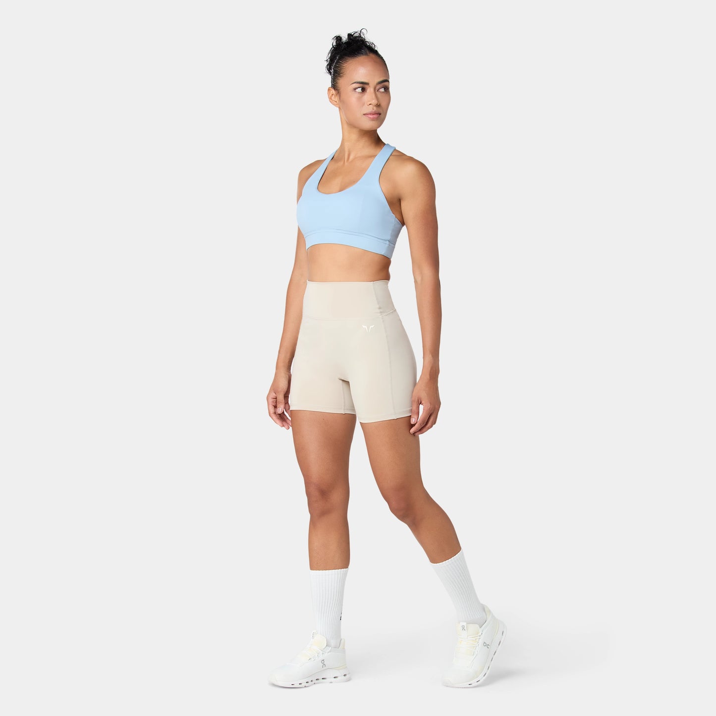 شورت بخصر مرتفع 5"- فضي مطفي