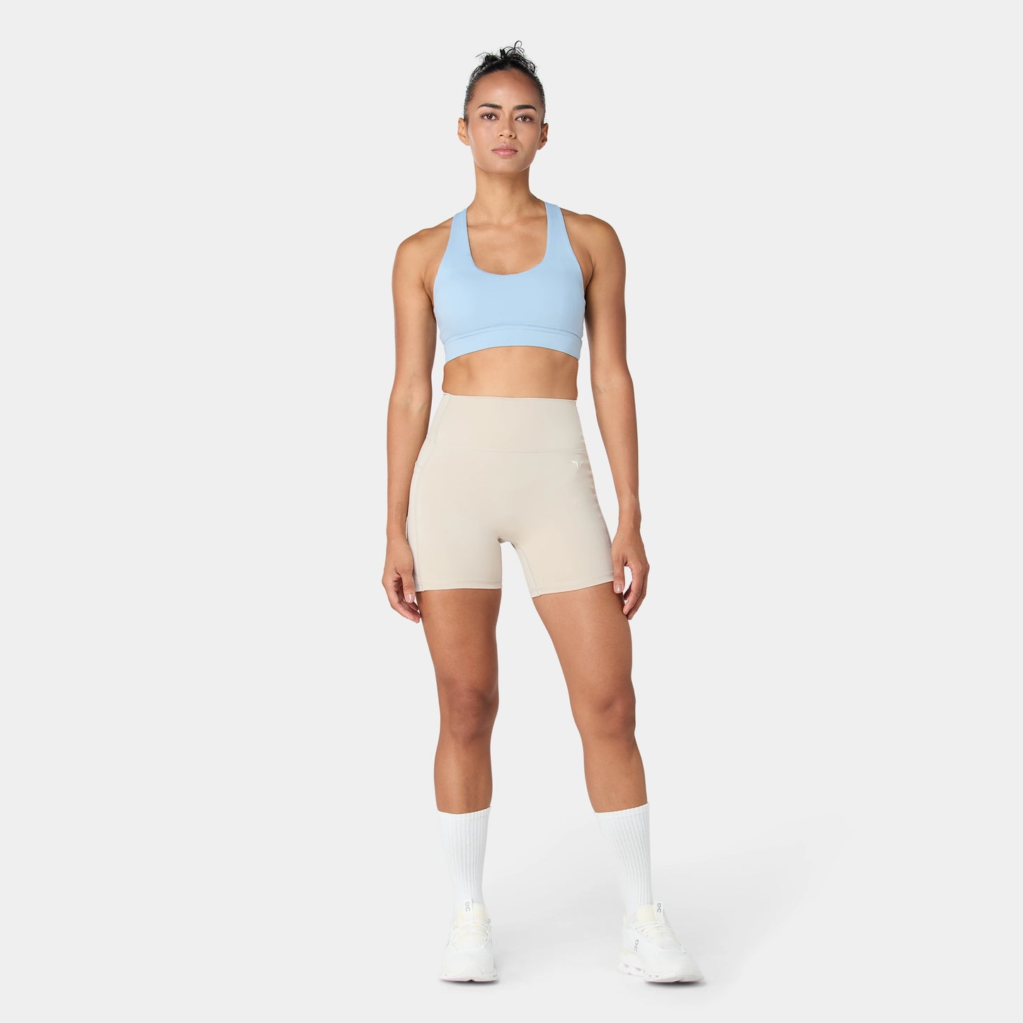 شورت بخصر مرتفع 5"- فضي مطفي