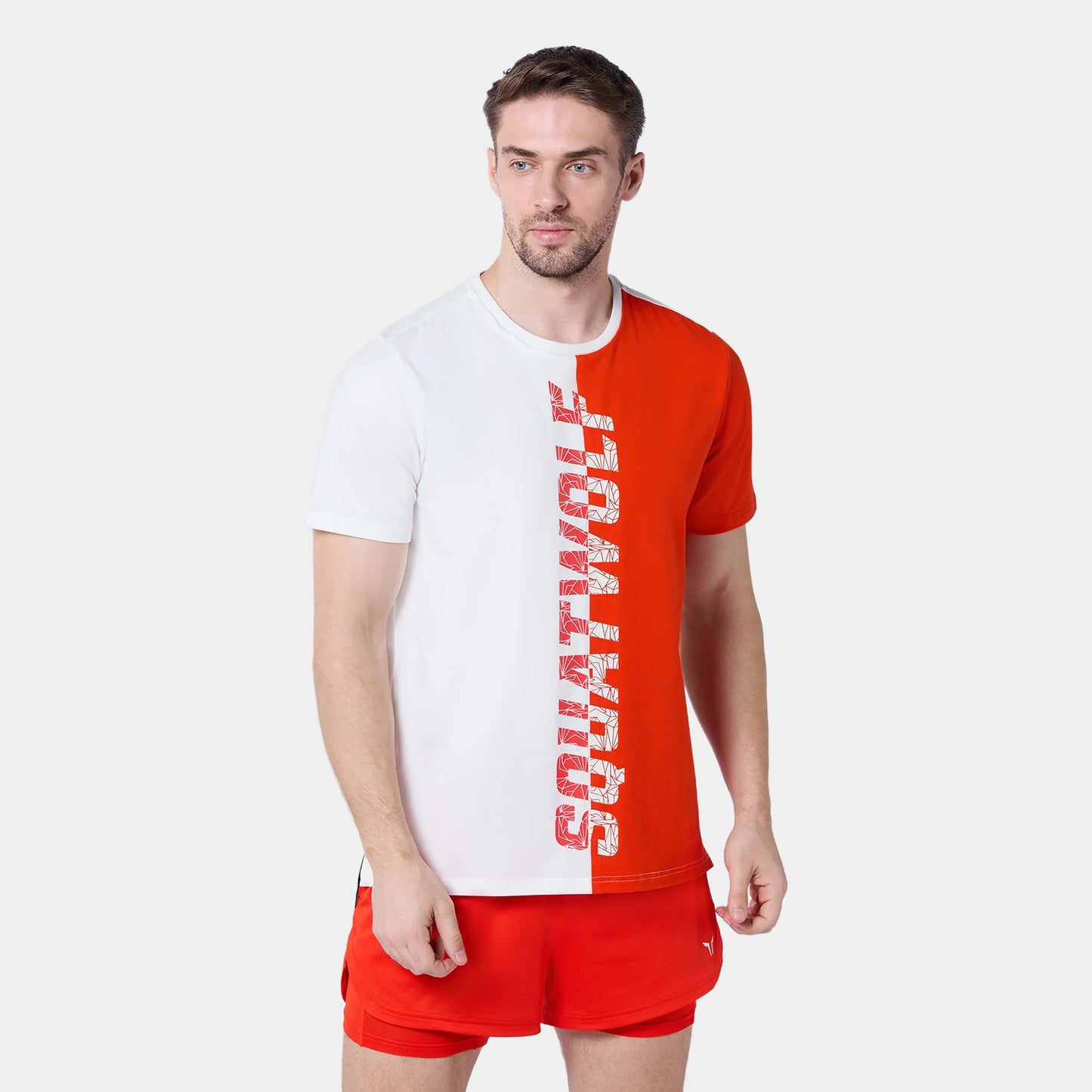 Split Logo T-shirt - Pearl White & Orange.Com