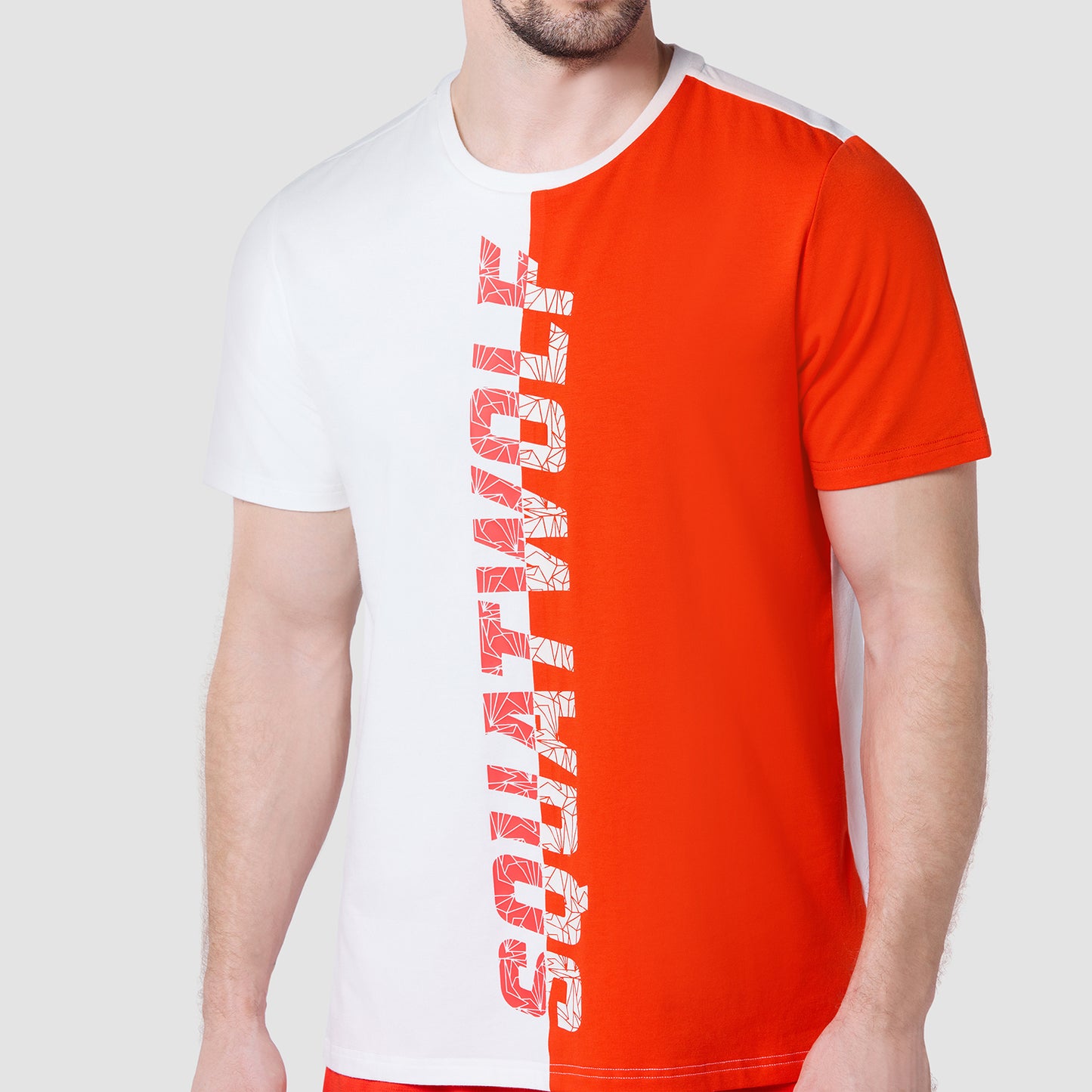 Split Logo T-shirt - Pearl White & Orange.Com