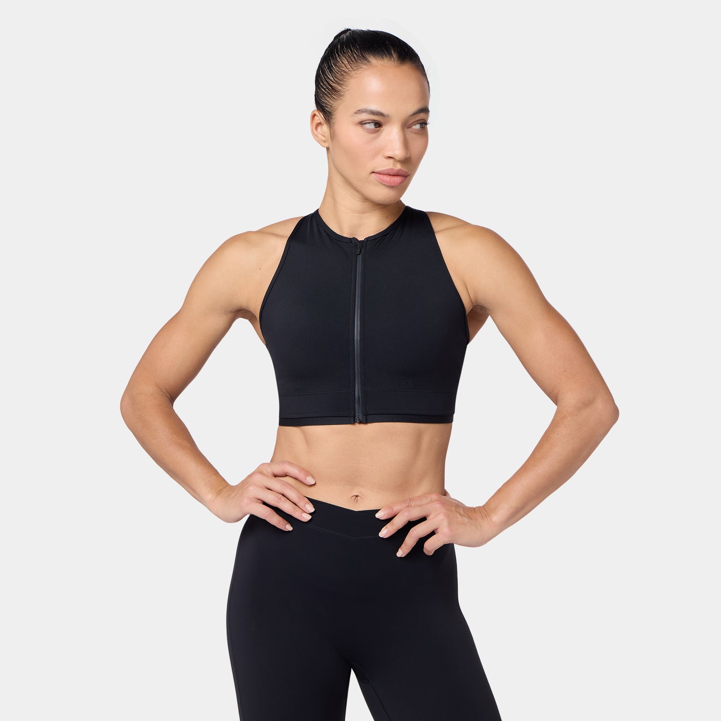 حمالة صدر بتقاطع خلفي و سحاب قابلة للتعديل - أسود