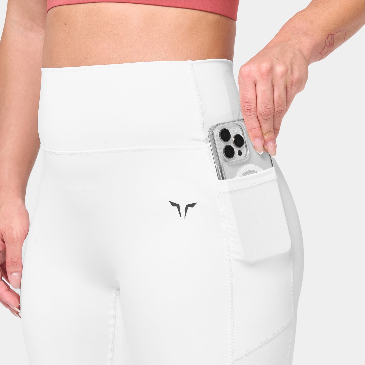 ليقينز بخصر مرتفع 21" طبقتين - أبيض لؤلؤي