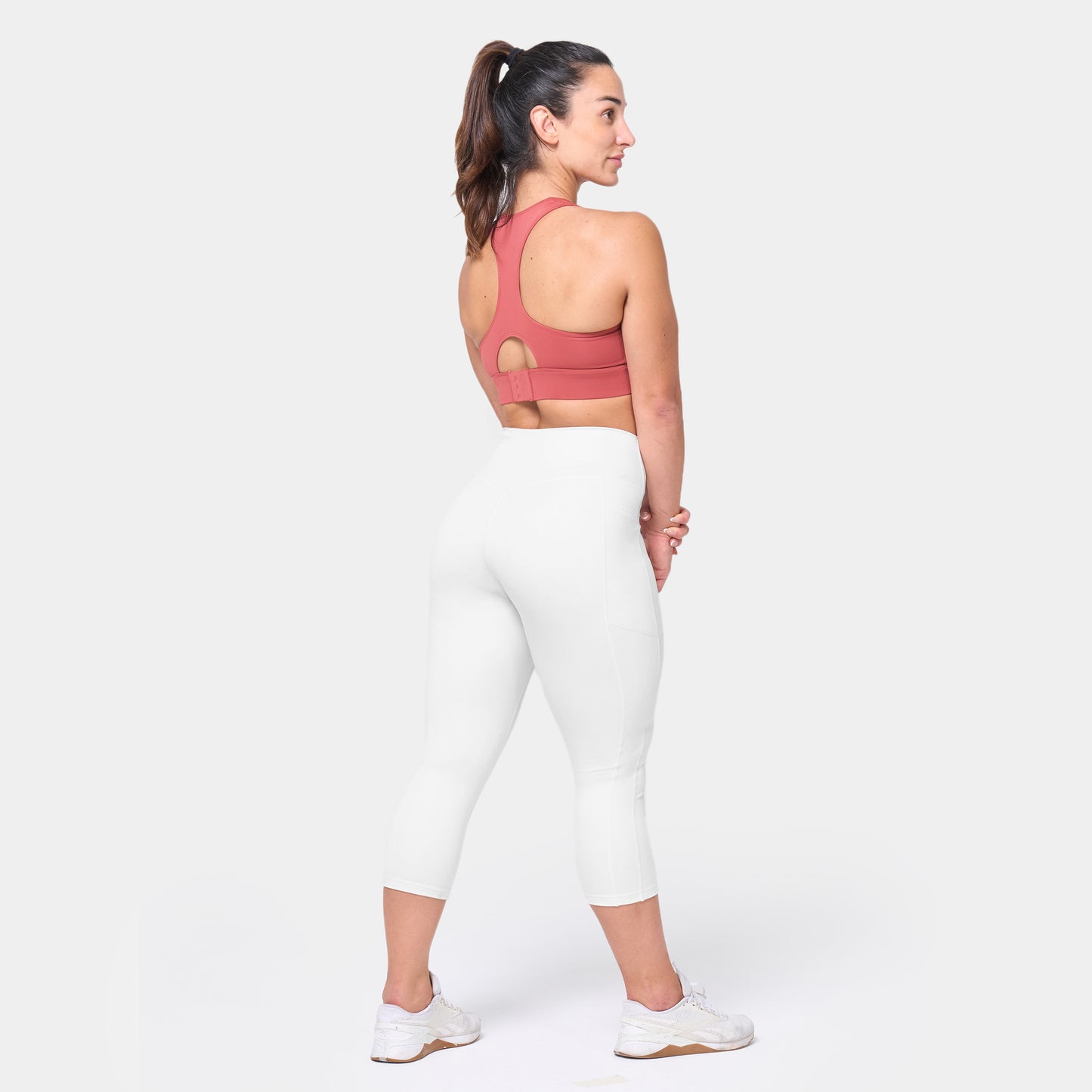 ليقينز بخصر مرتفع 21" طبقتين - أبيض لؤلؤي