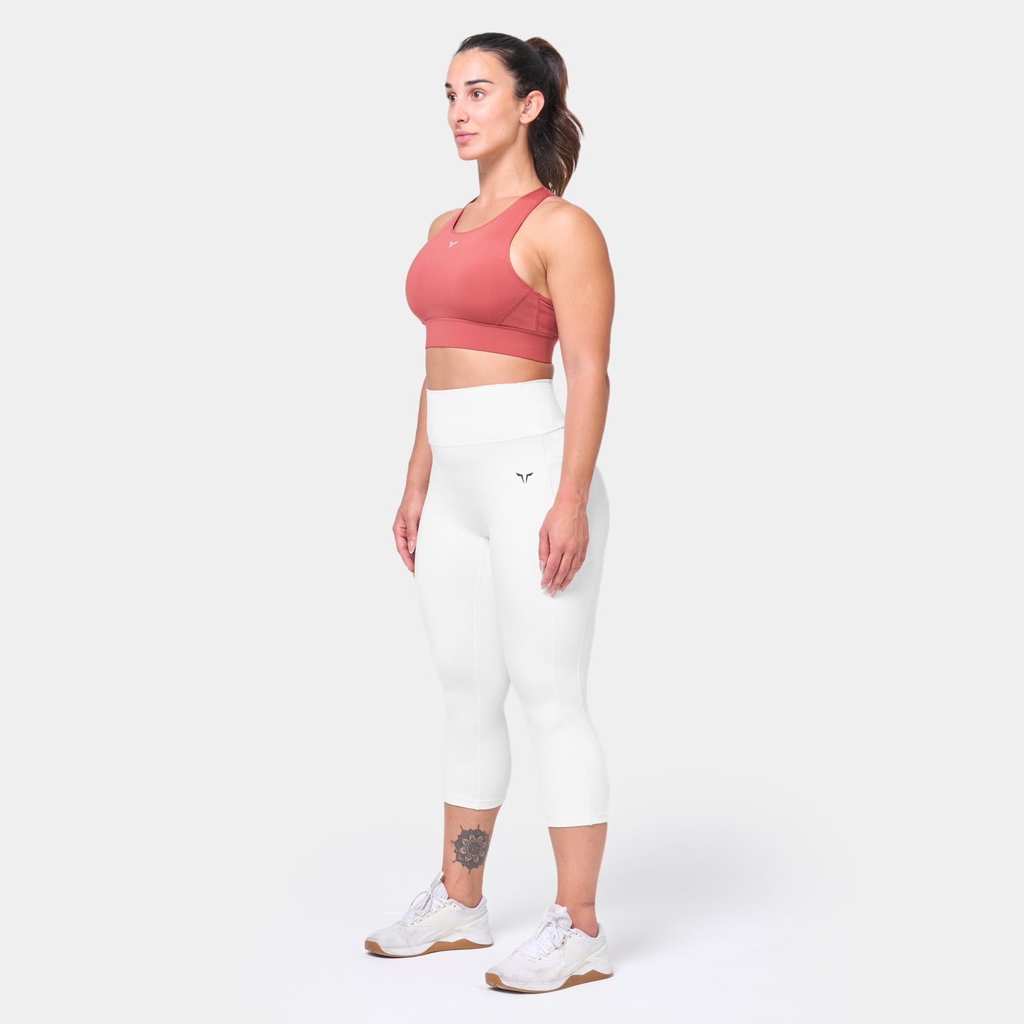 ليقينز بخصر مرتفع 21" طبقتين - أبيض لؤلؤي