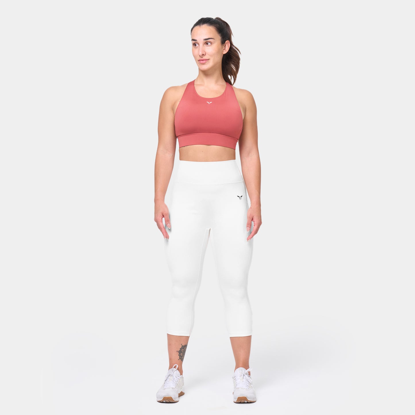 ليقينز بخصر مرتفع 21" طبقتين - أبيض لؤلؤي