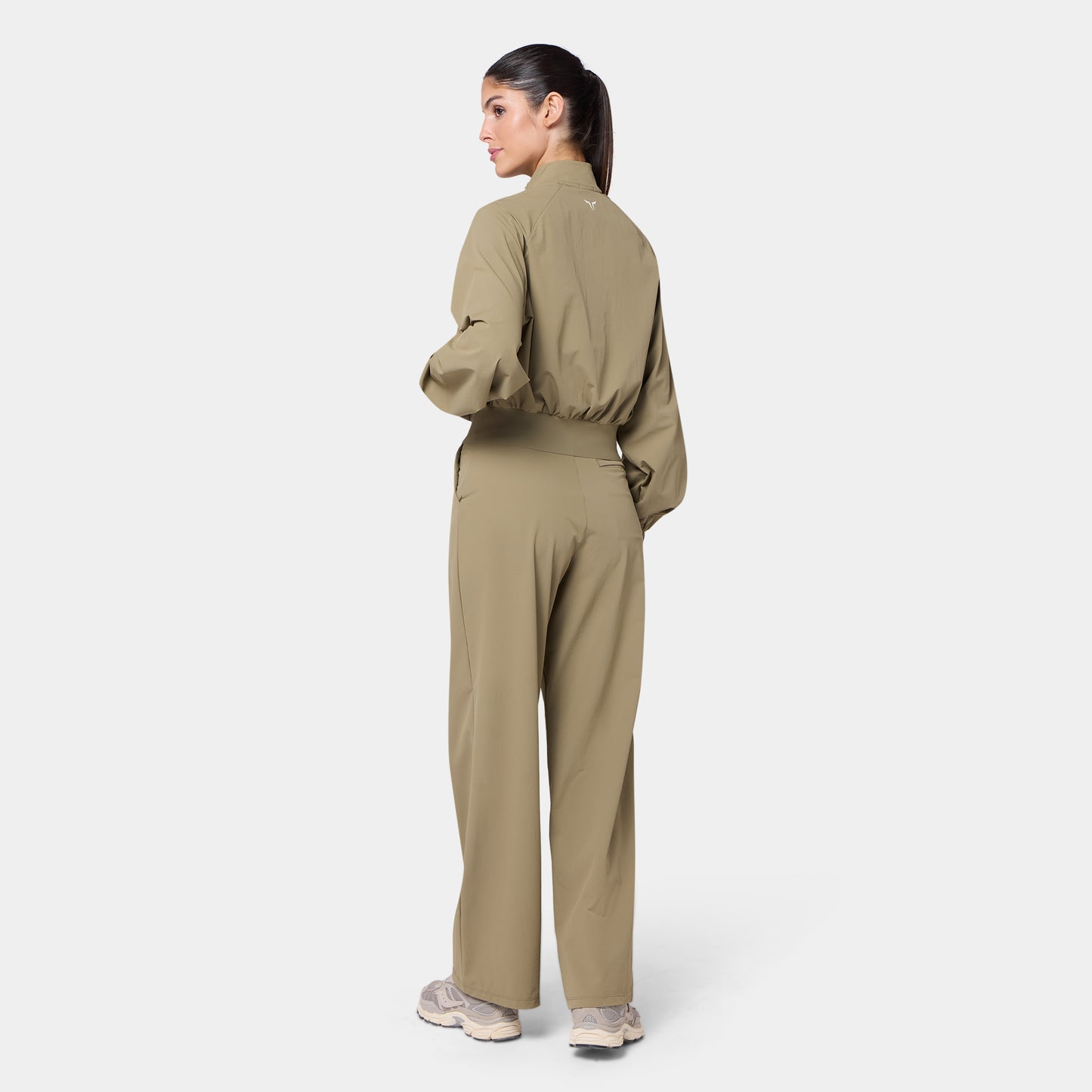 بنطلون واسع الساقين بخصر متقاطع - عشبي