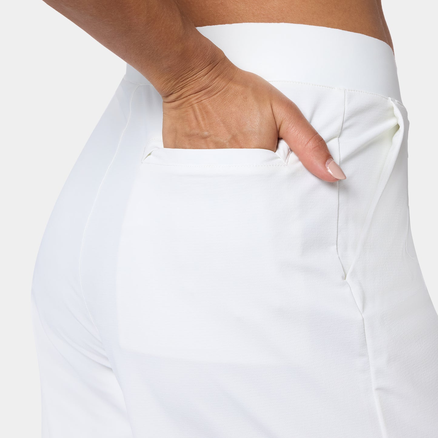 بنطلون واسع الساقين بخصر متقاطع - أبيض لؤلؤي