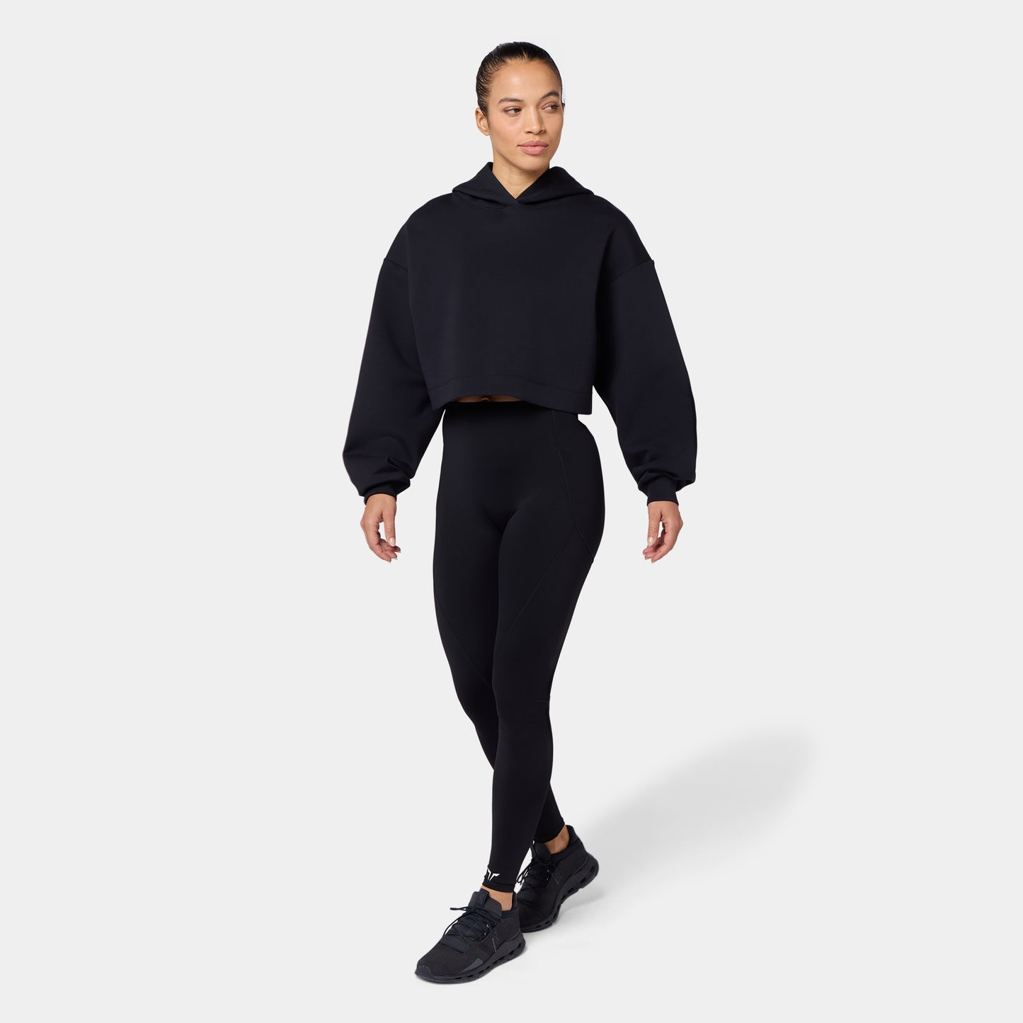 هودي كروب فضفاض - أسود