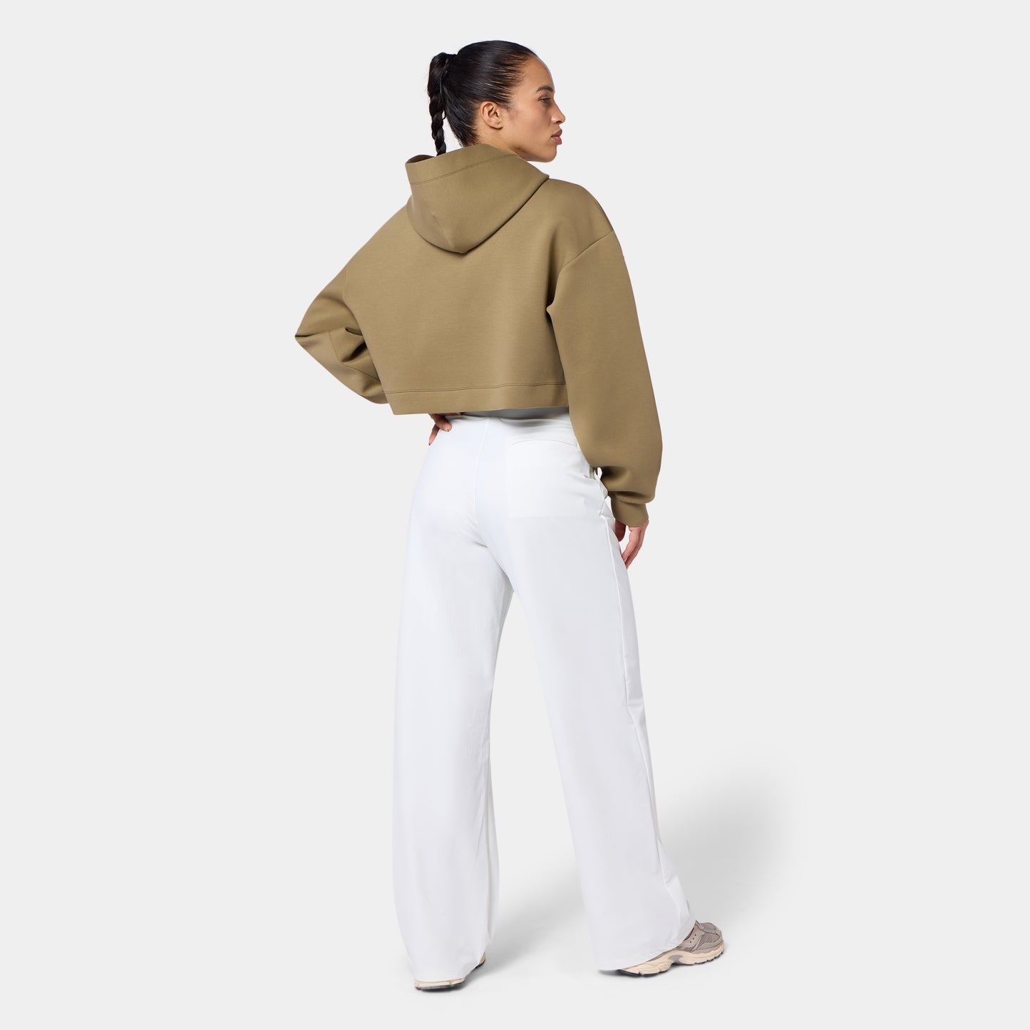 هودي كروب فضفاض - زيتوني