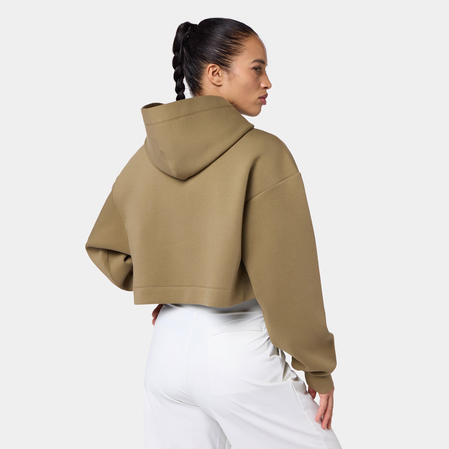 هودي كروب فضفاض - زيتوني