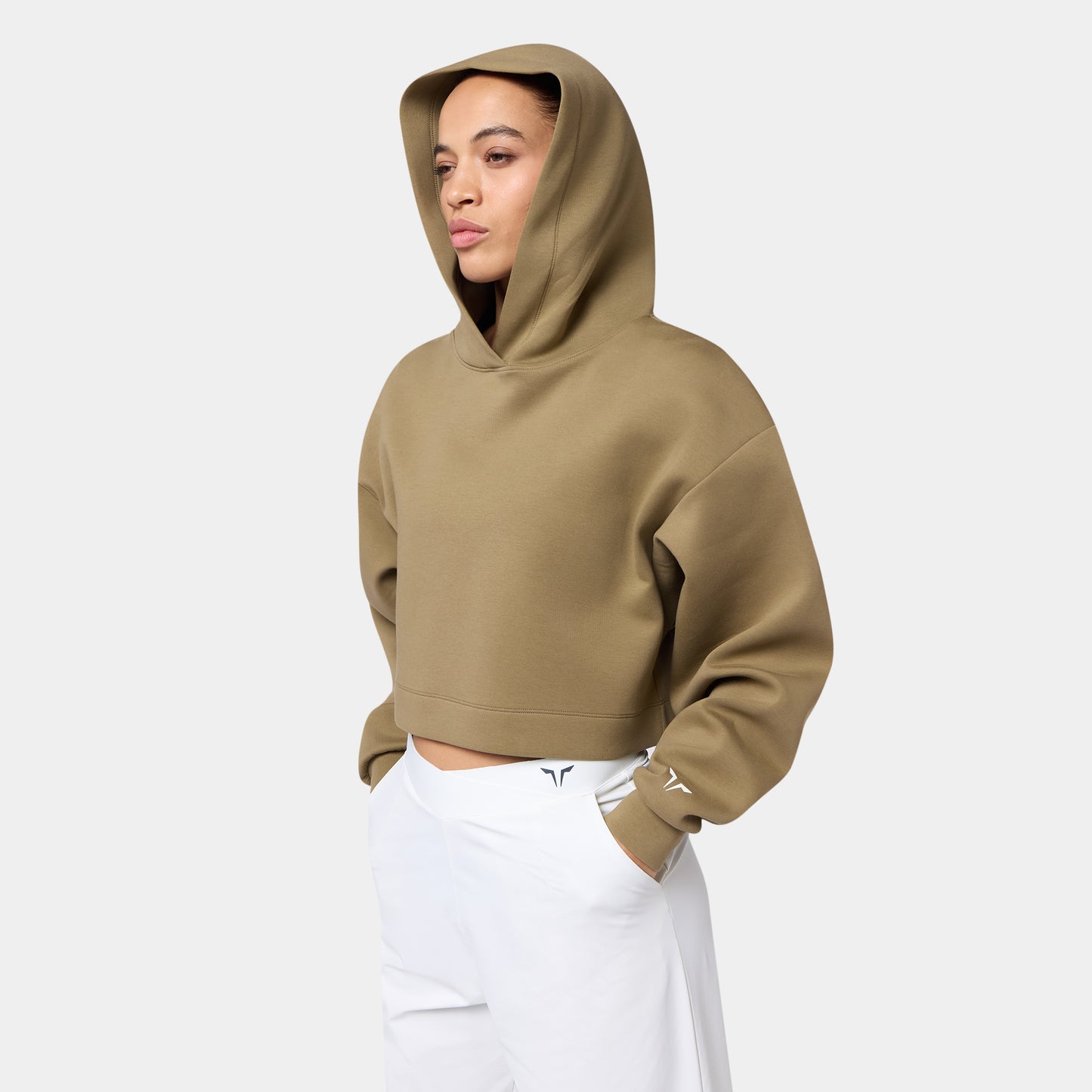 هودي كروب فضفاض - زيتوني