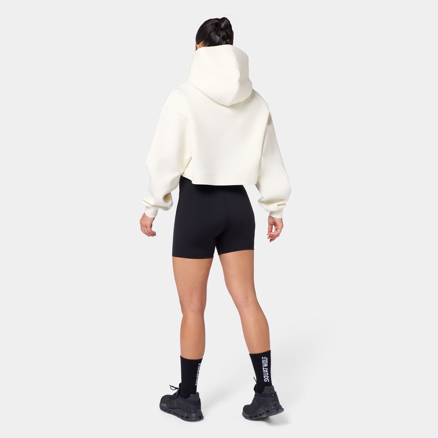 هودي كروب فضفاض - أبيض لؤلؤي