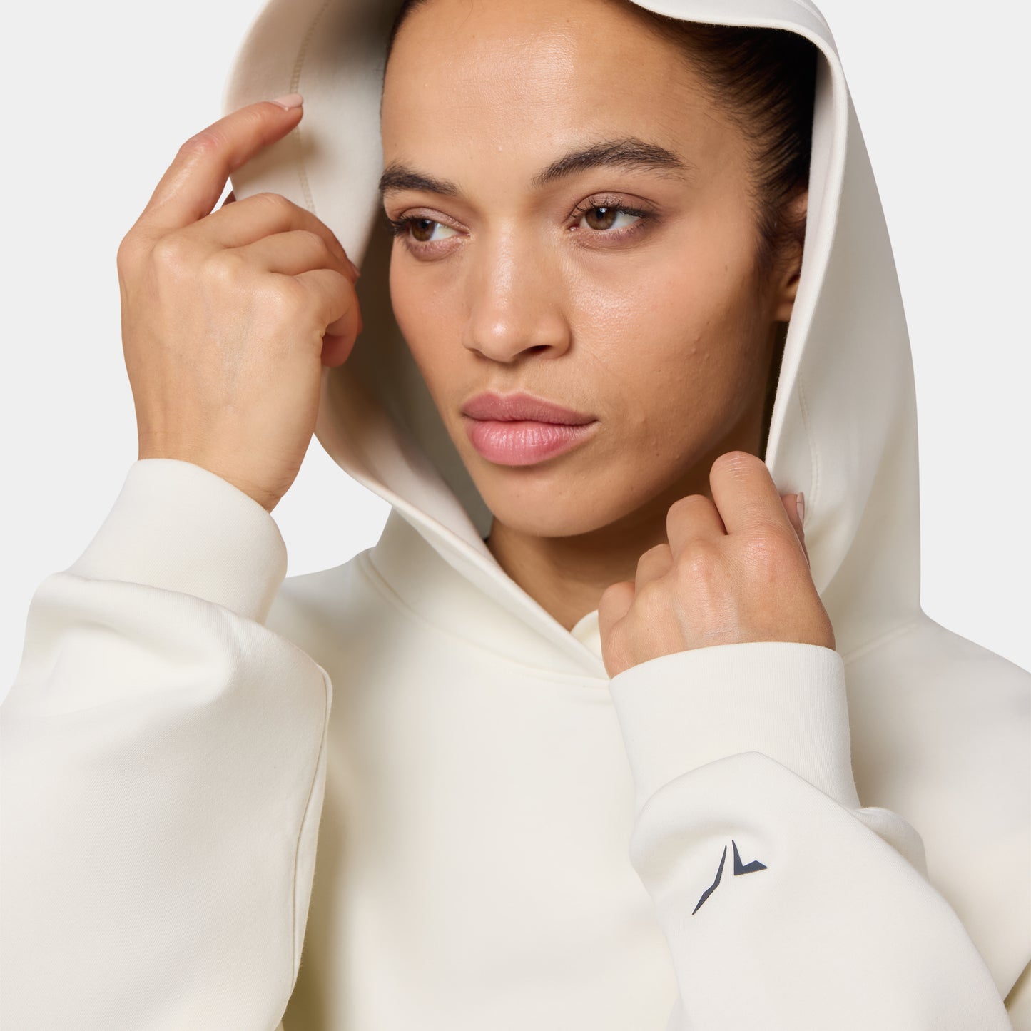 هودي كروب فضفاض - أبيض لؤلؤي