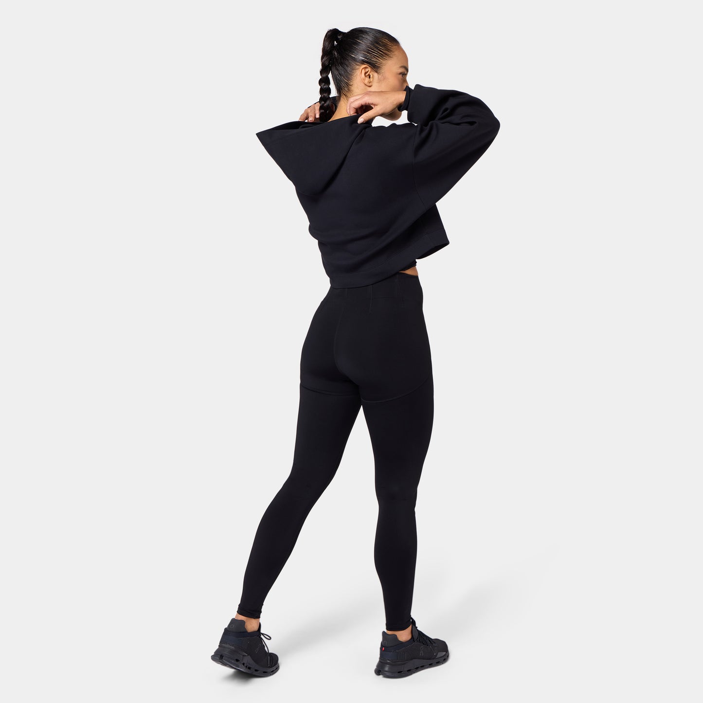 هودي كروب فضفاض - أسود