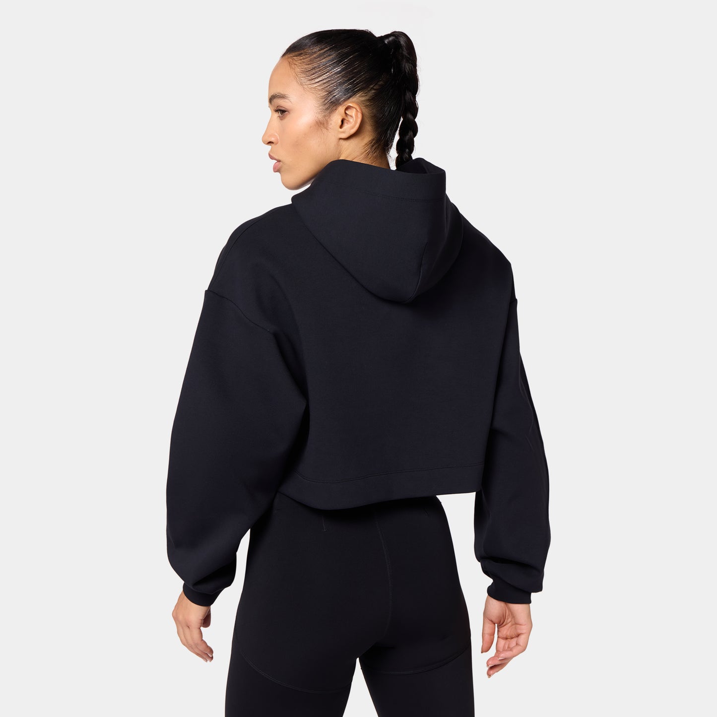 هودي كروب فضفاض - أسود