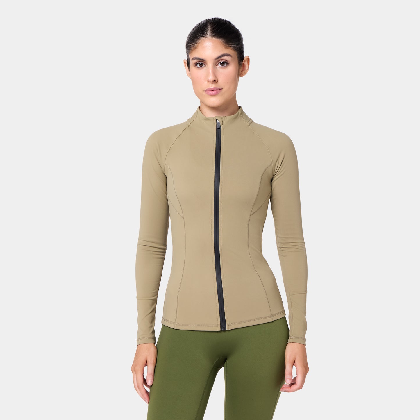 جاكيت كونتور بسحاب - زيتوني