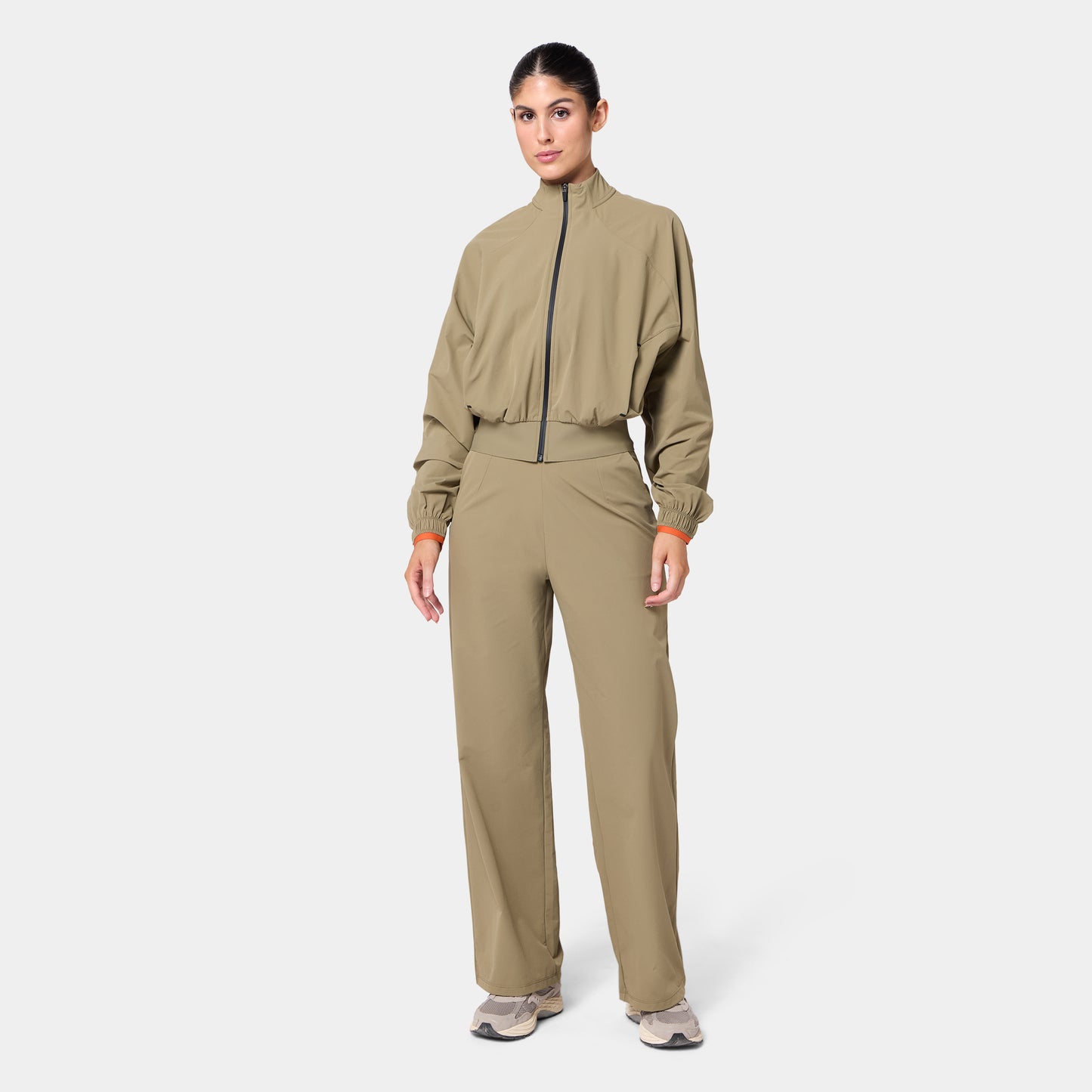 جاكيت ووفن بخصر مرتفع - زيتوني