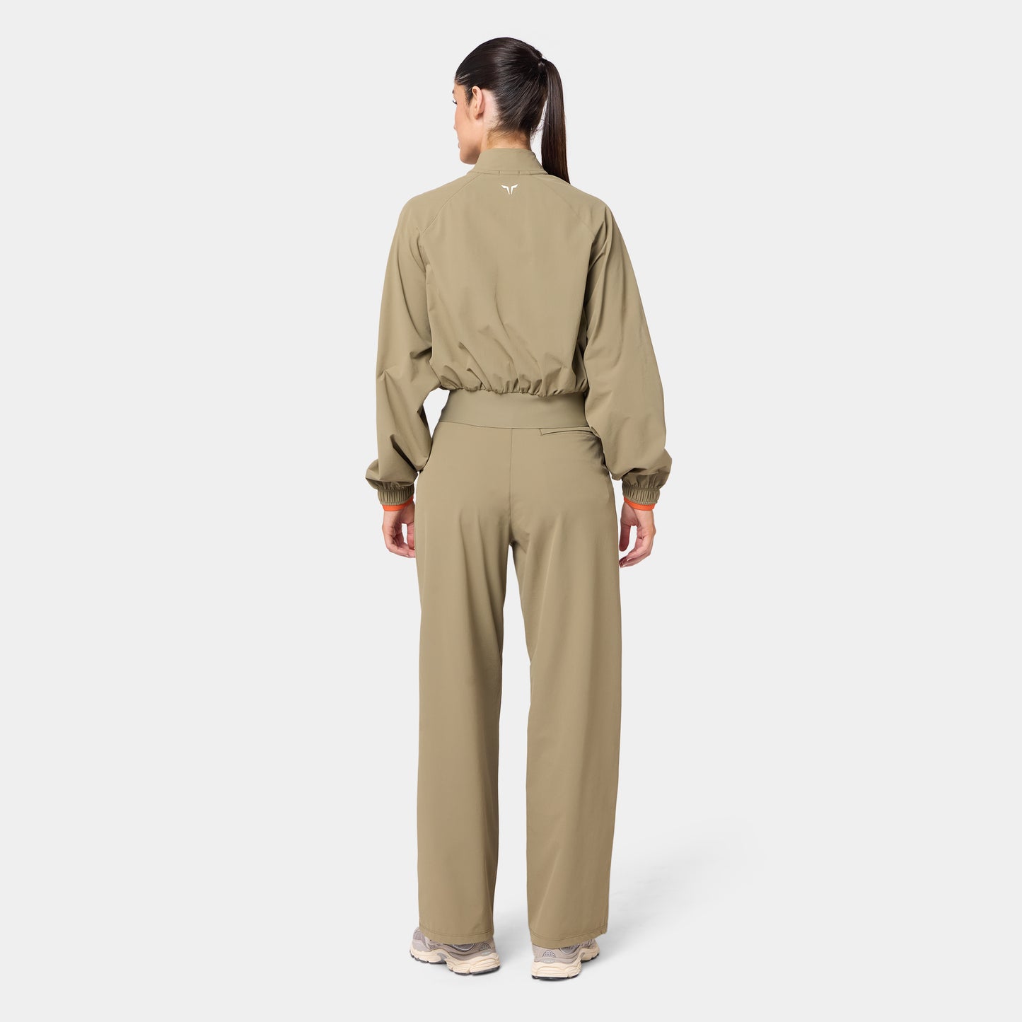 جاكيت ووفن بخصر مرتفع - زيتوني