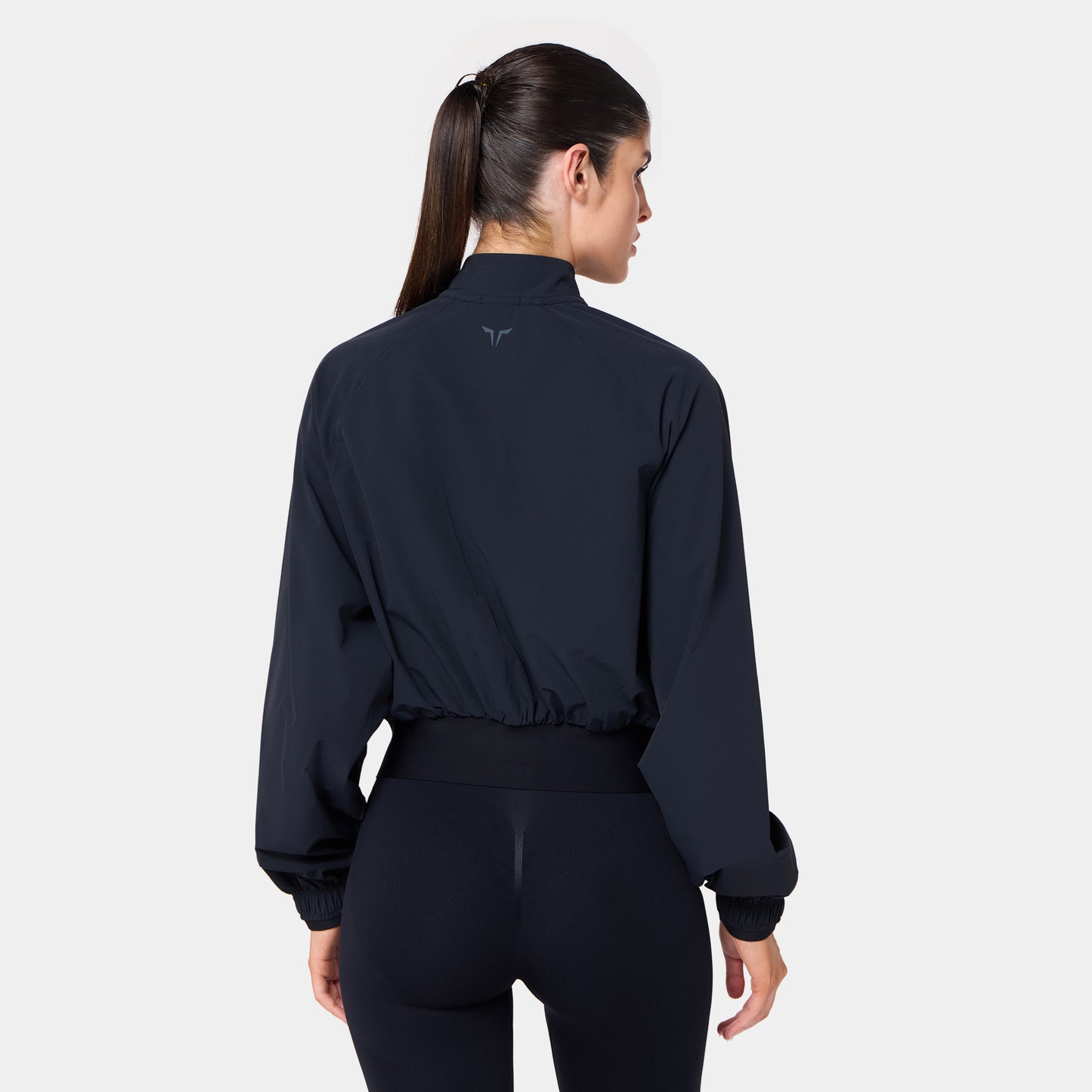 جاكيت ووفن بخصر مرتفع - أسود