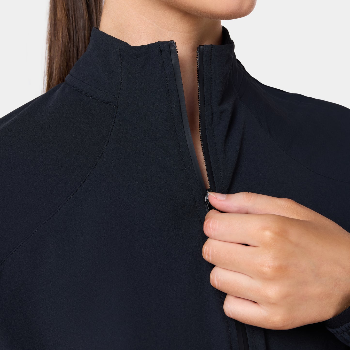 جاكيت ووفن بخصر مرتفع - أسود