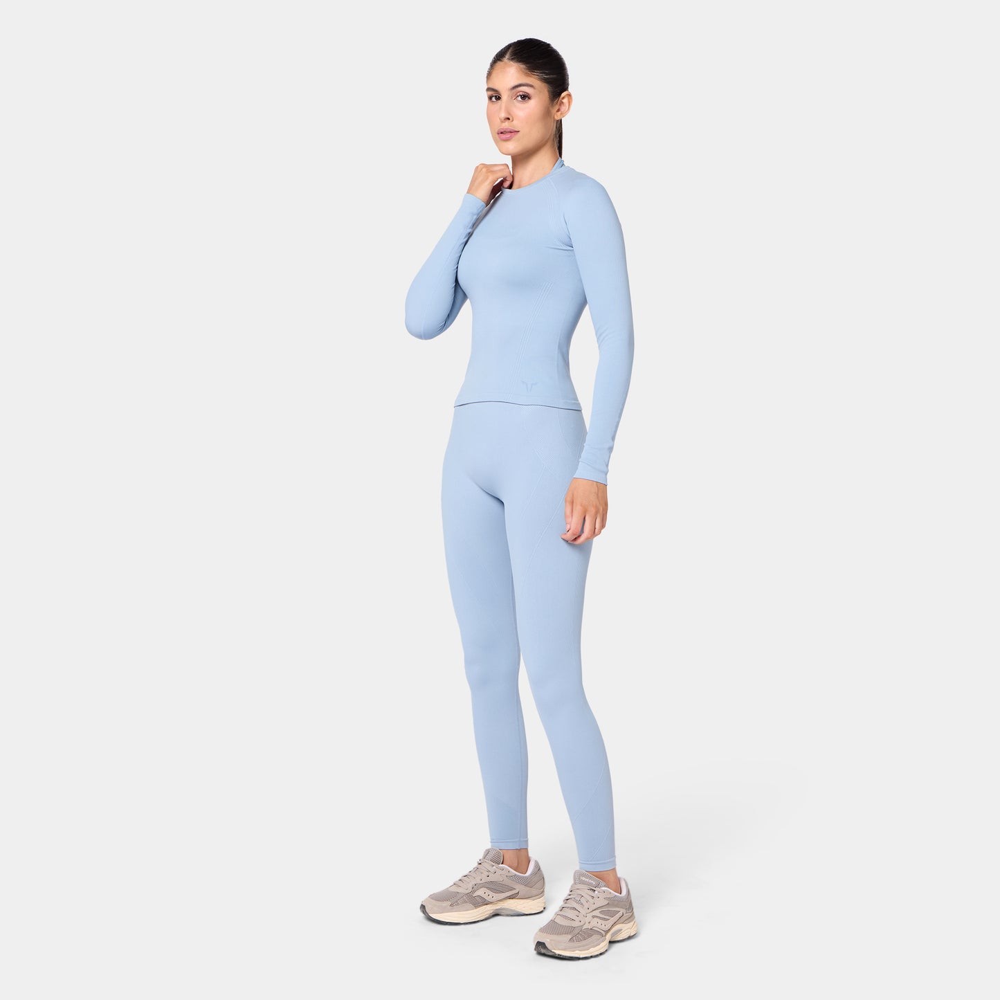 توب كونتور سيمليس بأكمام طويلة - أزرق مغبر