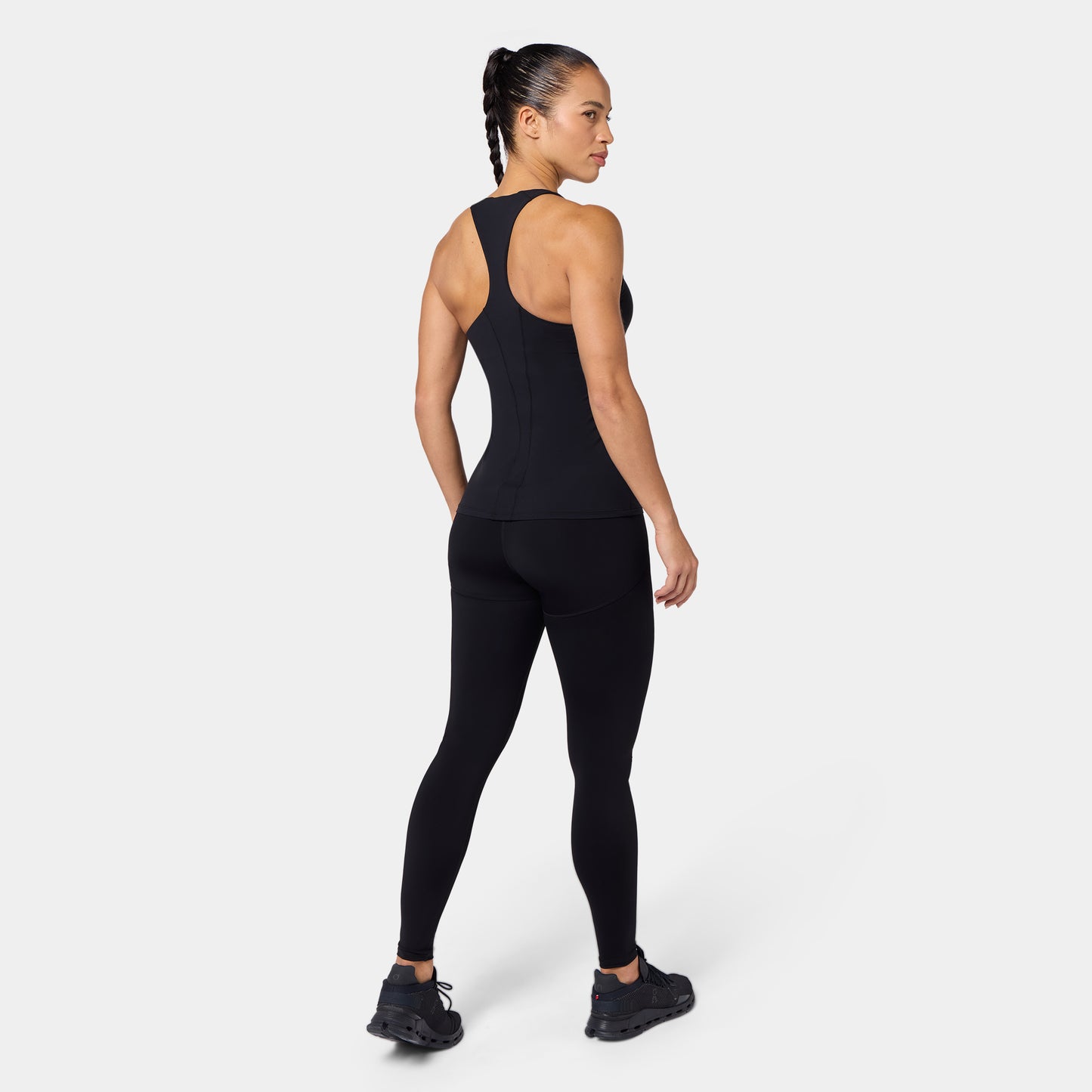 Racer Back Built In Bra Tank - Black