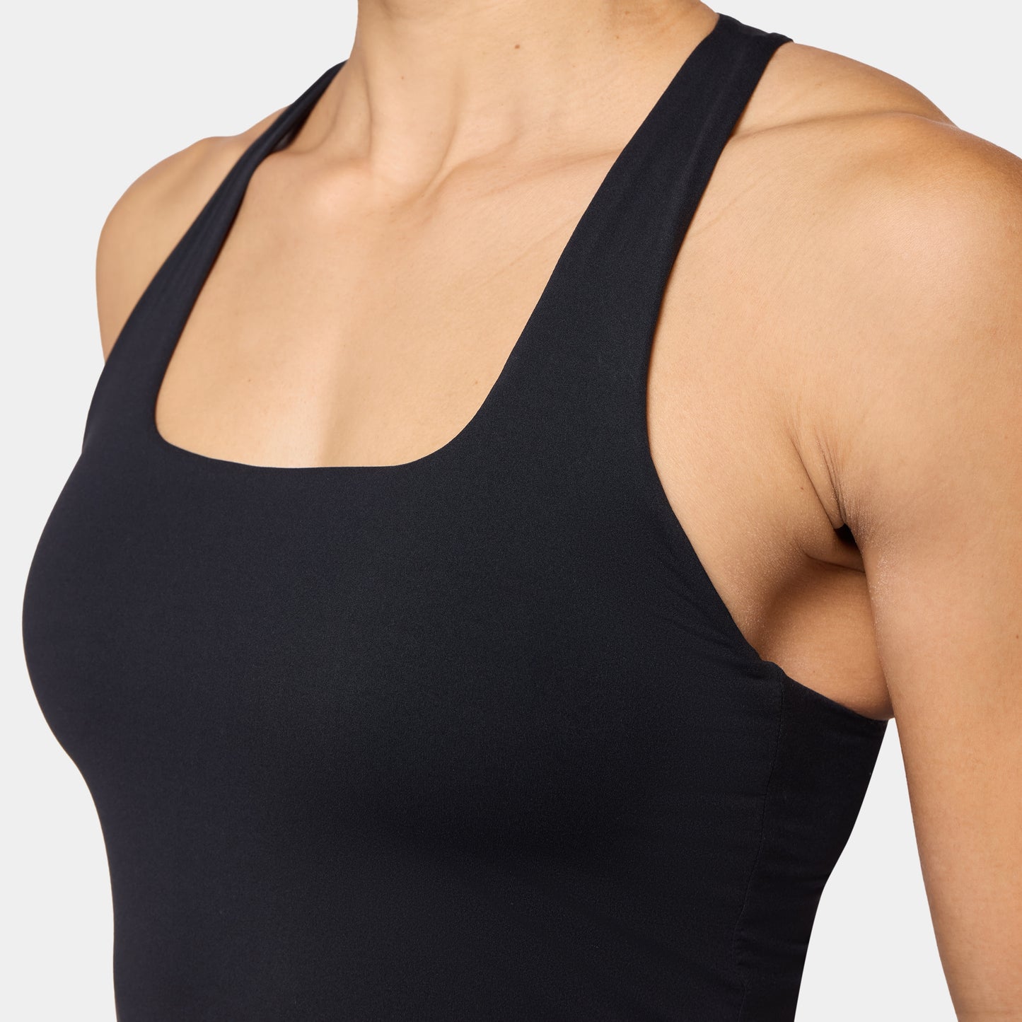 Racer Back Built In Bra Tank - Black