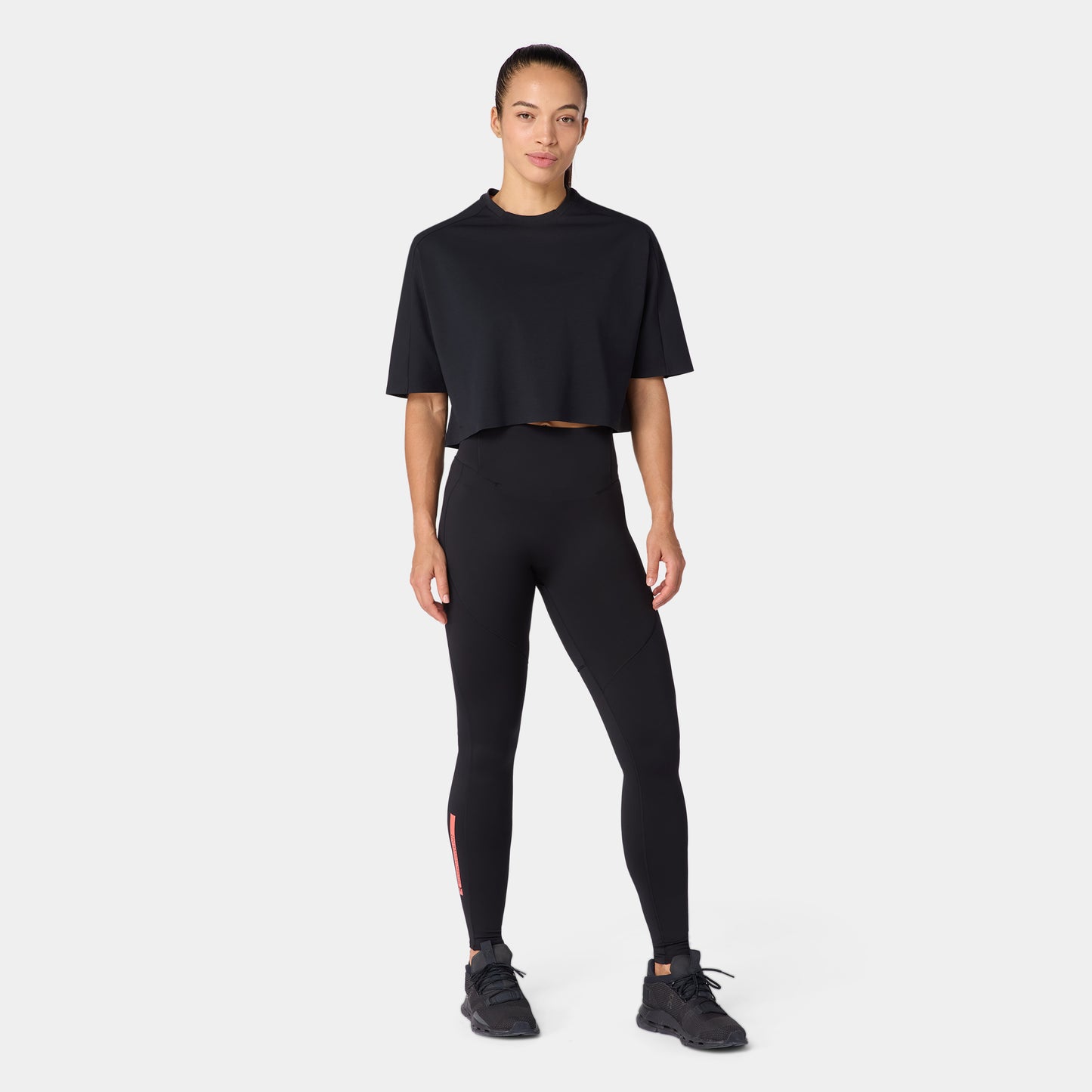 تيشيرت قطن بيما آكت دراي® للجيم فضفاض مرتفع - أسود