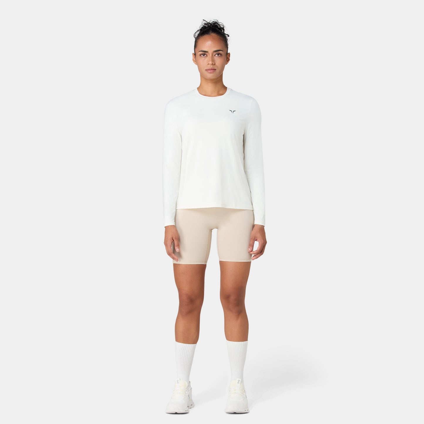 تيشيرت خفيف مع أكمام طويلة - أبيض لؤلؤي