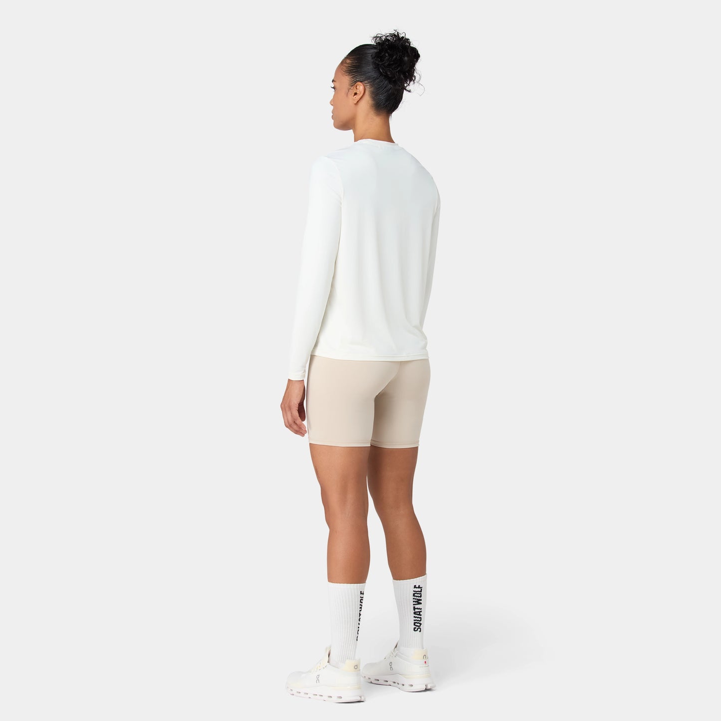 تيشيرت خفيف مع أكمام طويلة - أبيض لؤلؤي