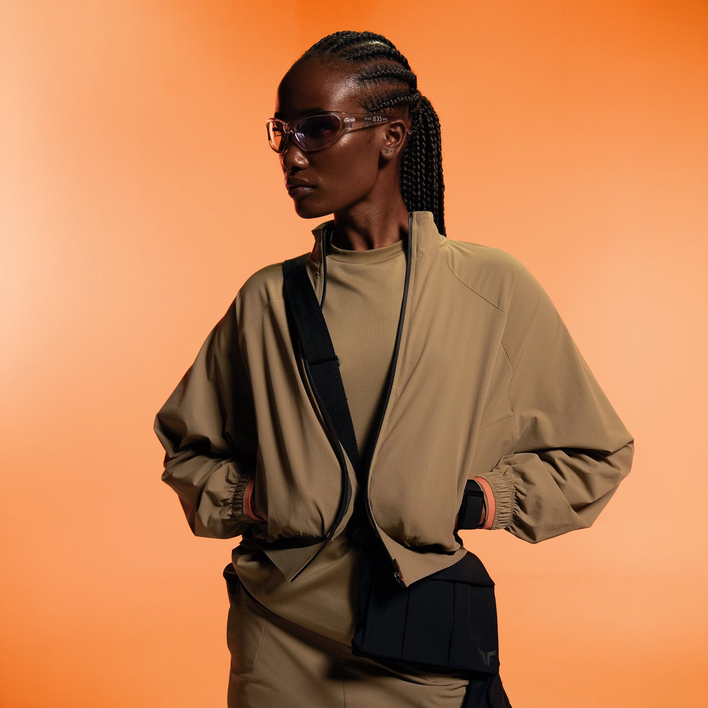 جاكيت ووفن بخصر مرتفع - زيتوني