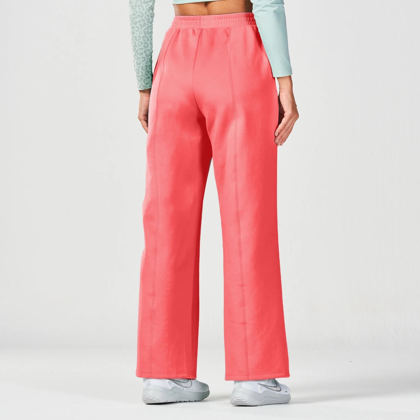 بنطال بقصة مستقيمة وتصميم متقاطع - أحمر كايين