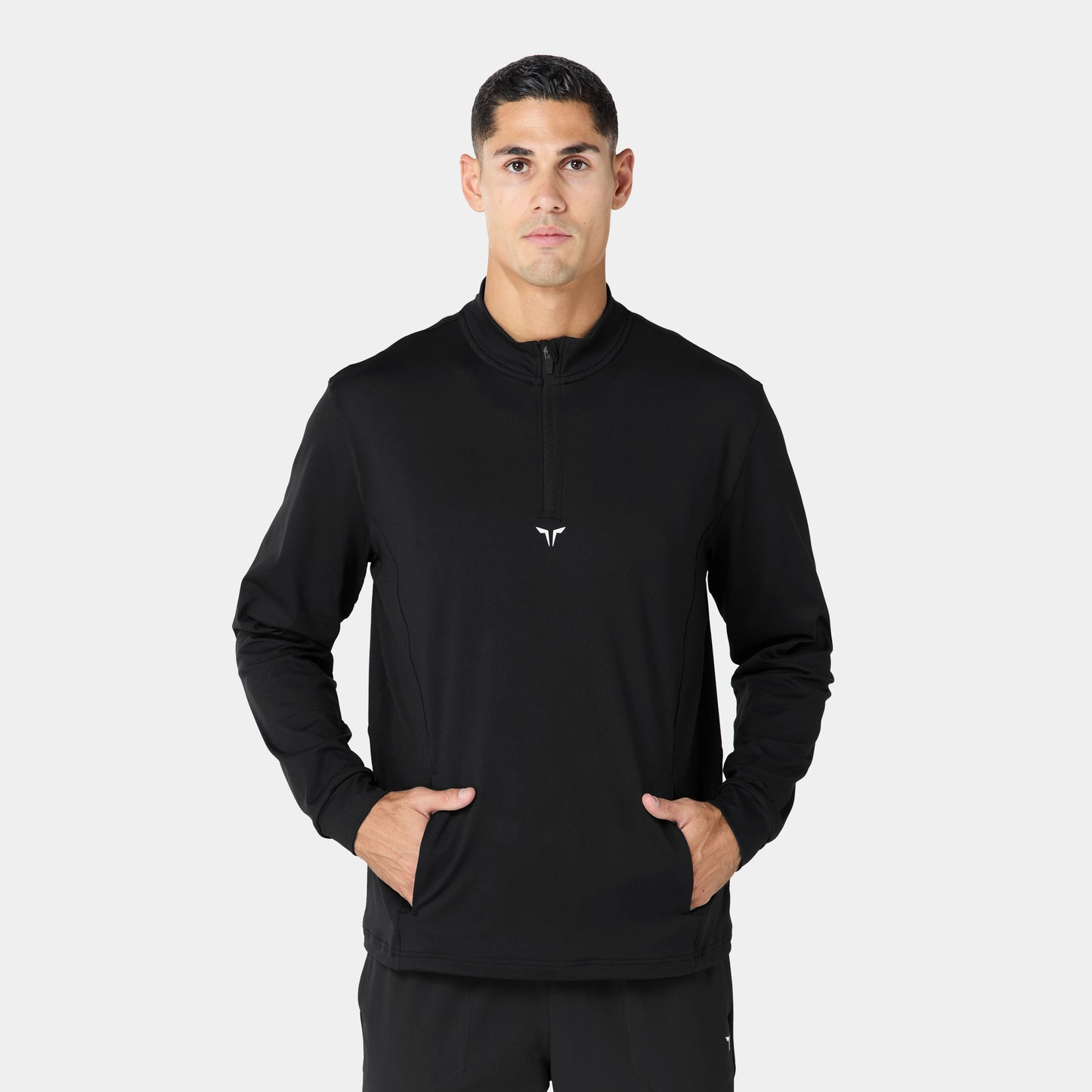 Quarter Zip Long Sleeves Training T-shirt - Black