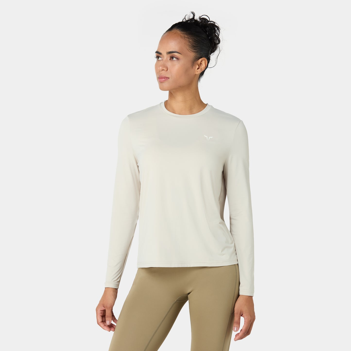 تيشيرت خفيف مع أكمام طويلة - فضي مطفي