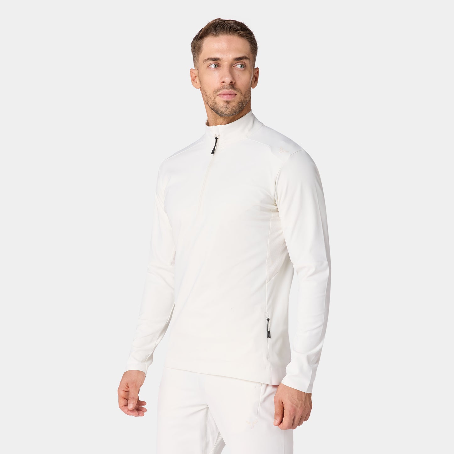 توب آكت دراي® مع ربع سحاب و أكمام طويلة - أبيض لؤلؤي