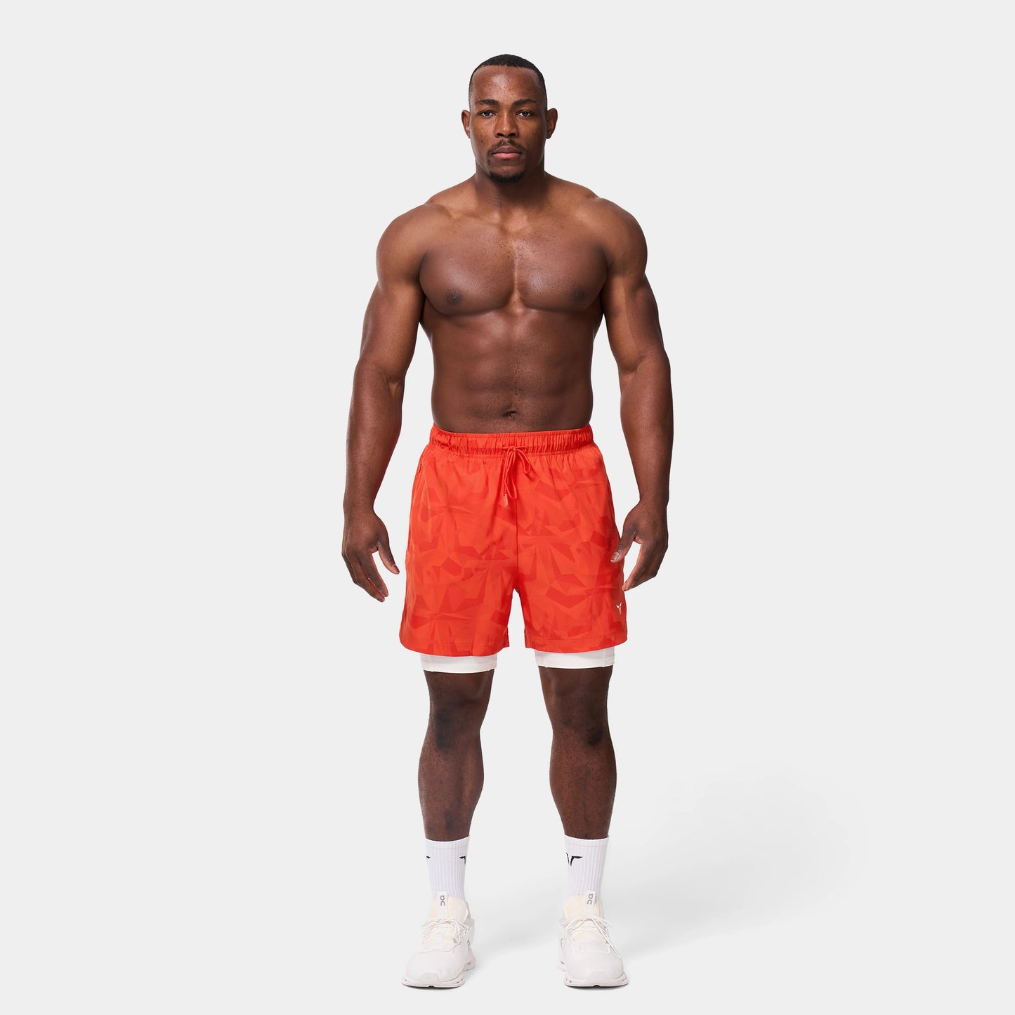 ليمتليس شورت 2 في 1 7 انش - برتقالي مموه 