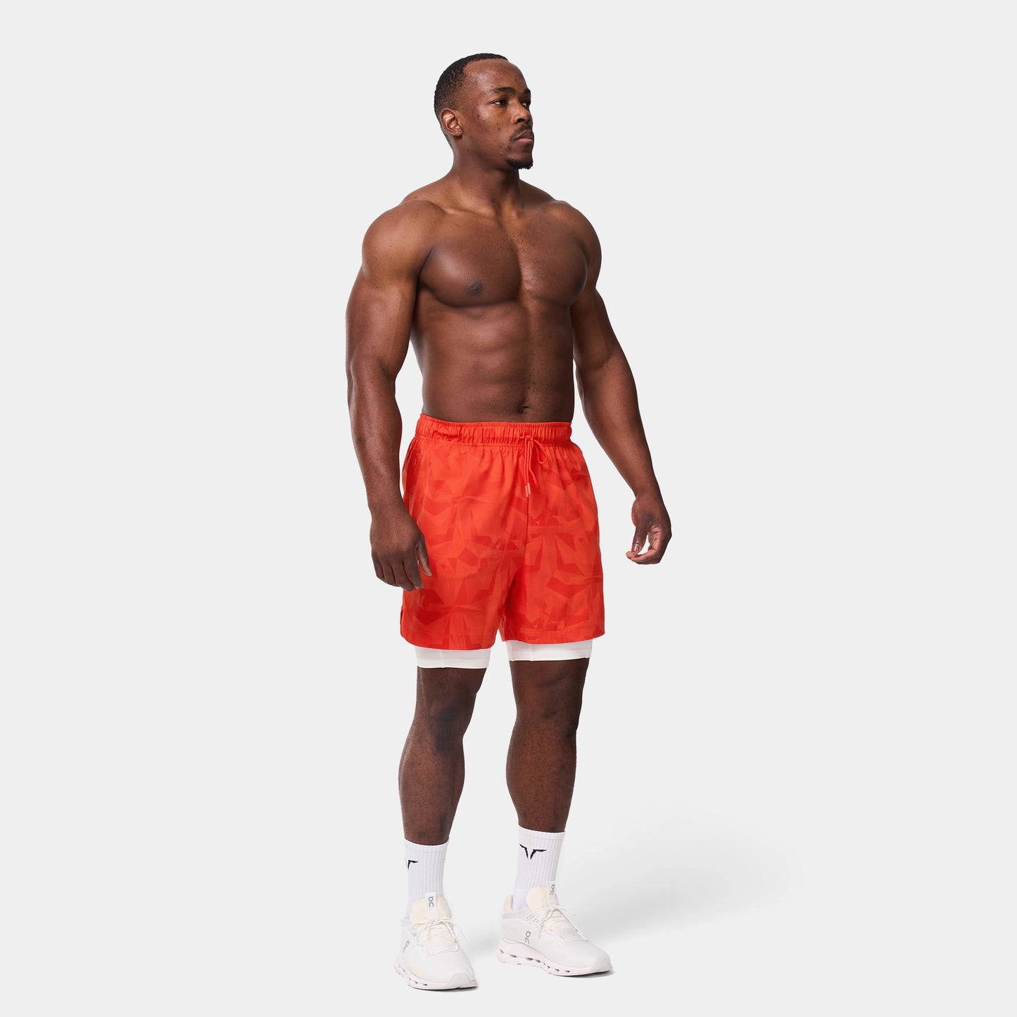 ليمتليس شورت 2 في 1 7 انش - برتقالي مموه 