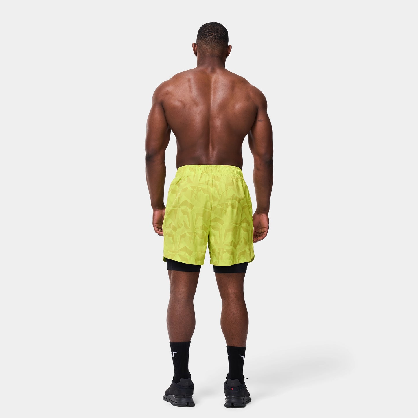 ليمتليس شورت 2 في 1 7 انش - أصفر فسفوري مموه