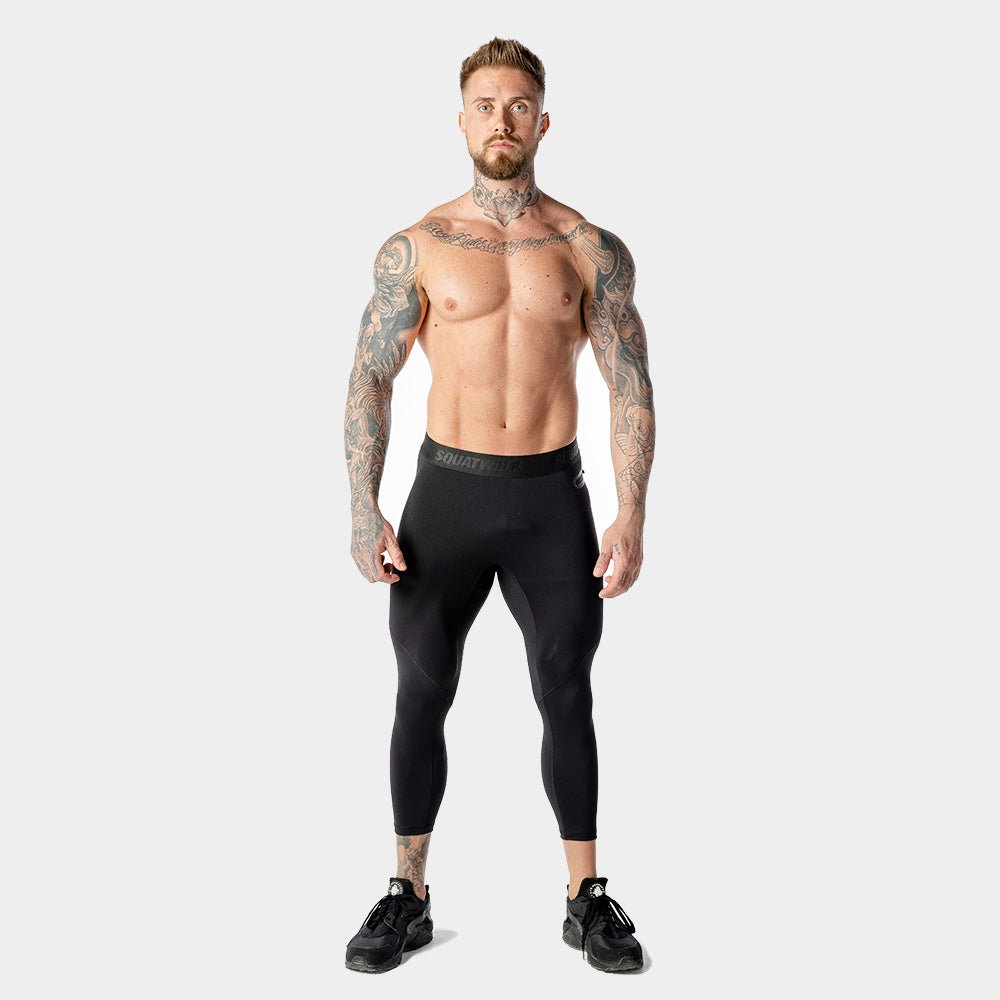 squatwolf-gym-wear-warrior-tights-3/4-black-workout-leggings-for-men