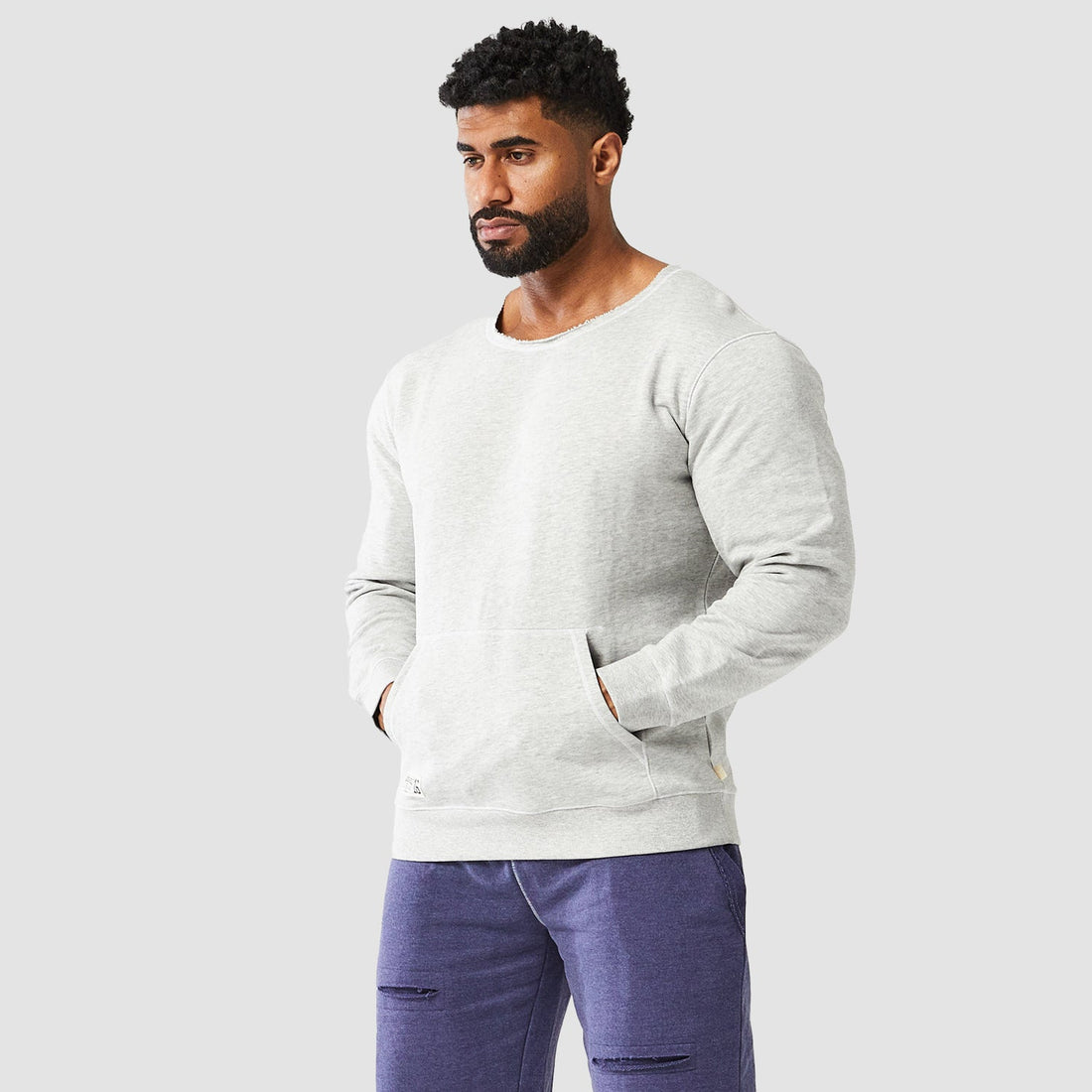 squatwolf-gym-wear-golden-era-crew-sweatshirt-grey-marl-workout-hoodies-for-men
