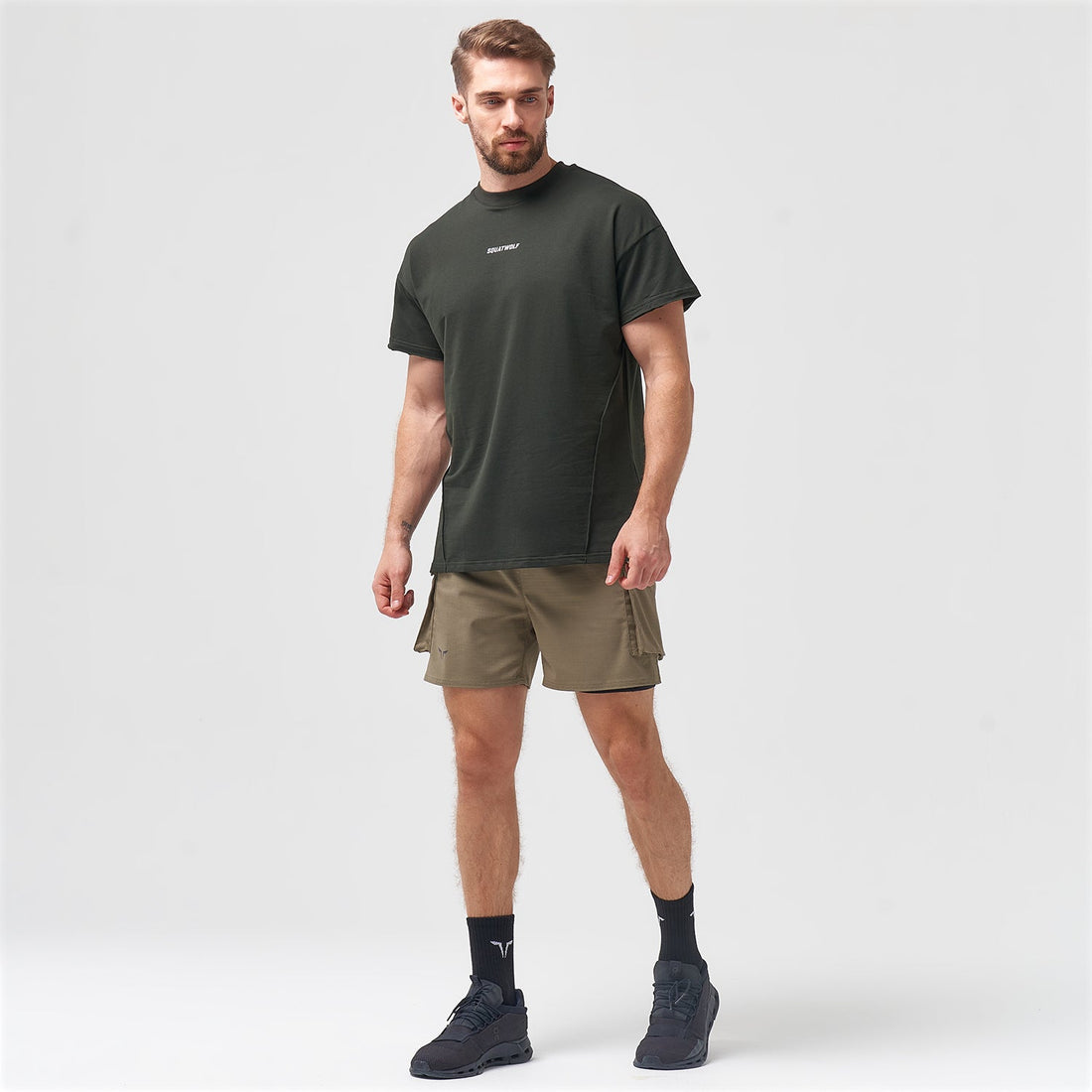squatwolf-gym-wear-bodybuilding-tee-khaki-workout-shirts-for-men