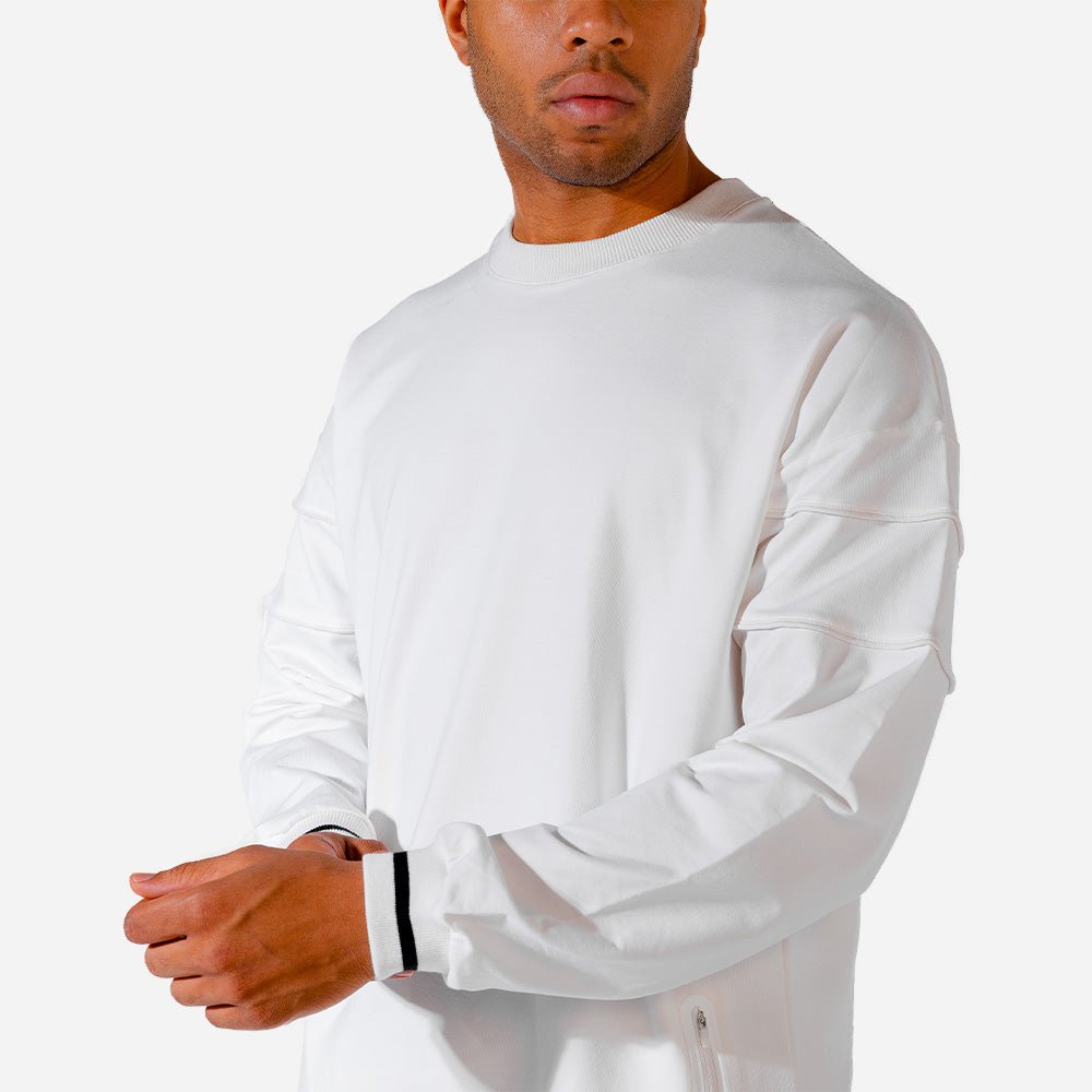 squatwolf-workout-shirts-for-men-hybrid-oversize-sweatshirt-white-gym-wear